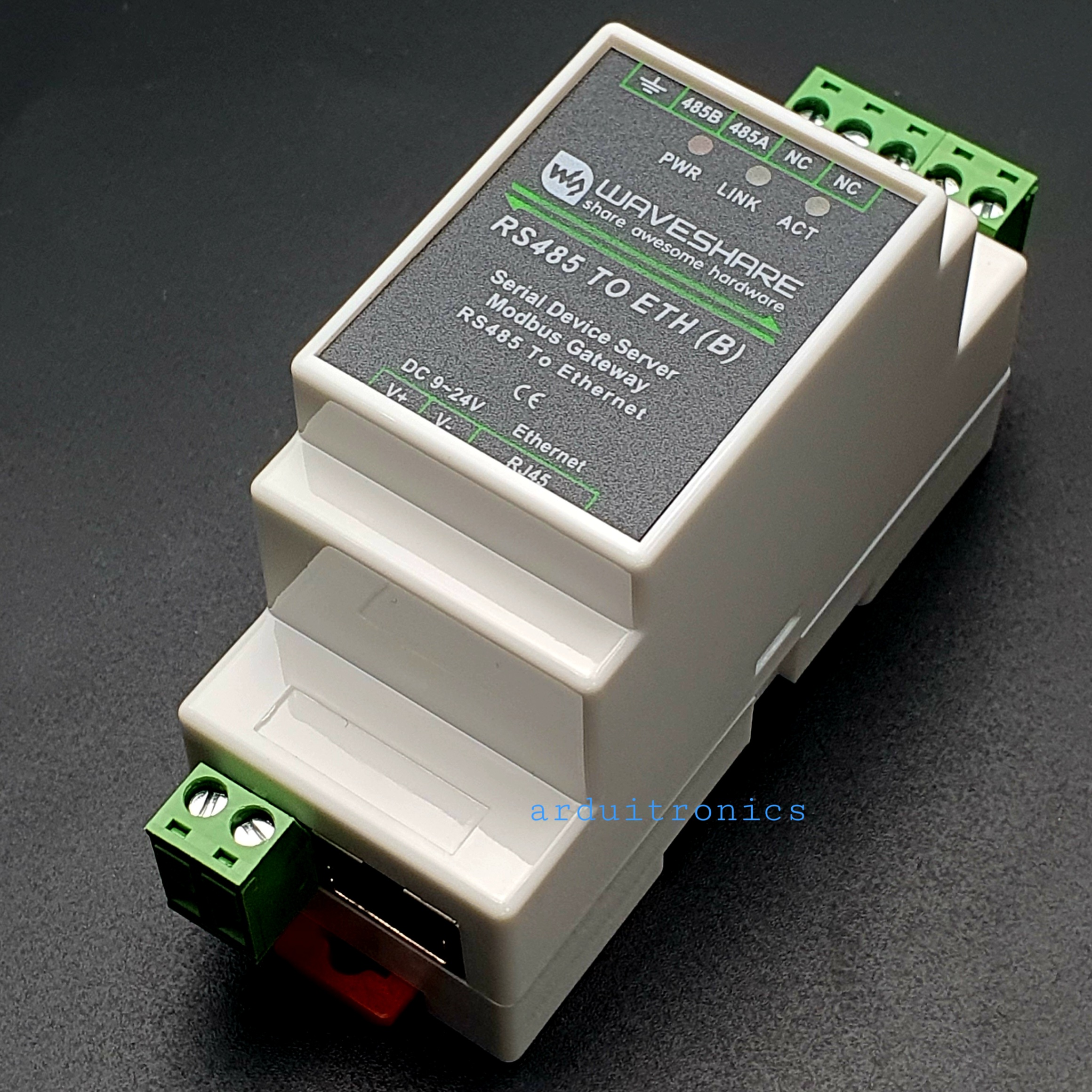 Industrial Serial Server, RS485 to RJ45 Ethernet, TCP/IP to Serial, Rail-Mount Support (ของแท้จาก Waveshare)