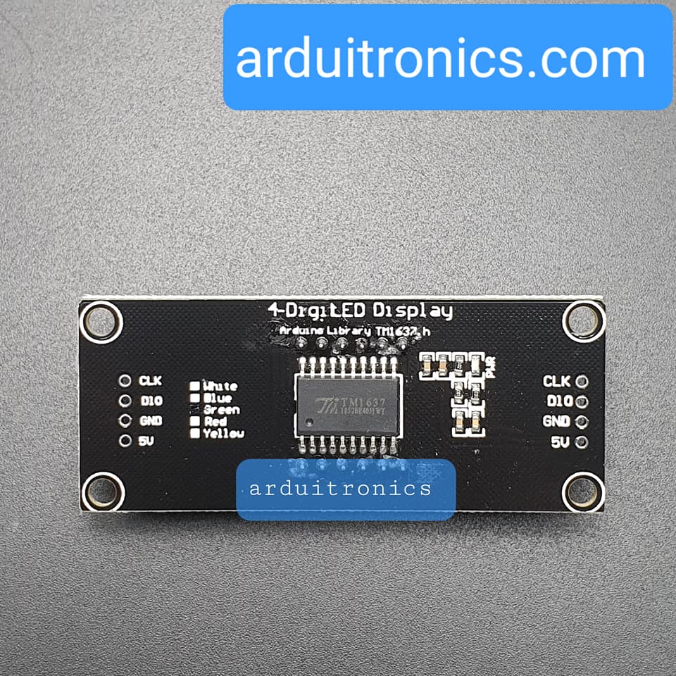 โมดูลแสดงค่าตัวเลข 4 หลัก สีเขียว 7 Segment 4 Digit TM1637 Module Size 0.56" (5643BGG Common Anode) - ยังไม่บัดกรี