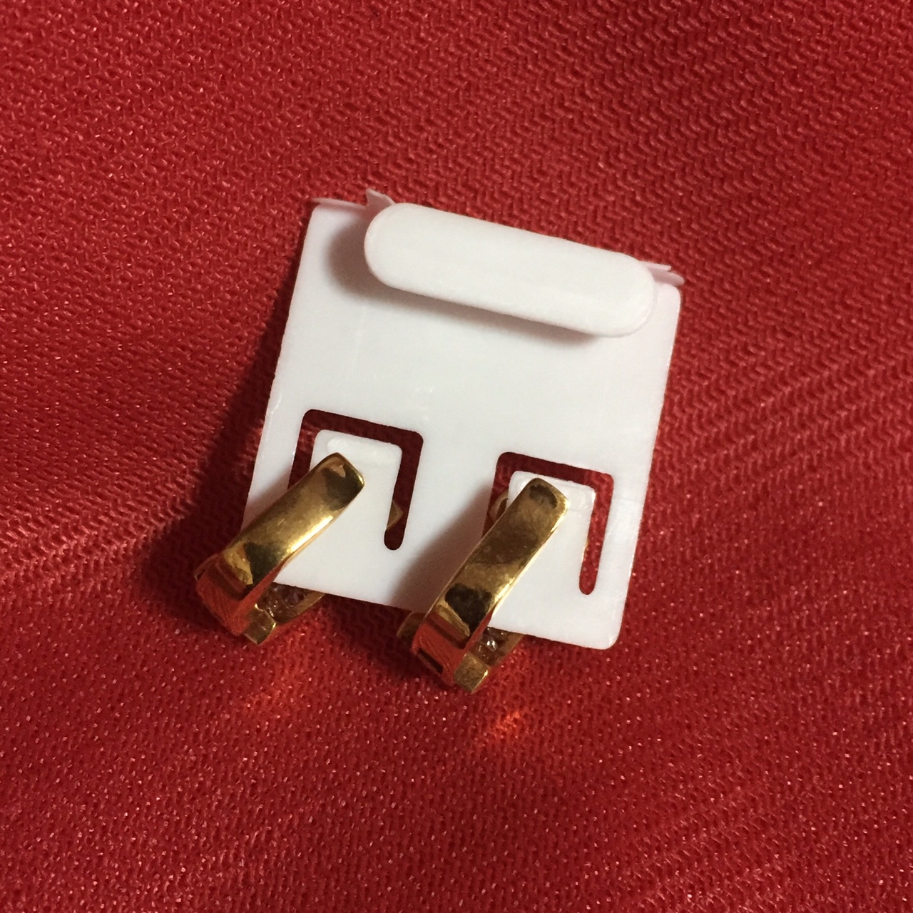 ต่างหูเพชร CZ คิวบิคซิโคเนีย 2แถว หุ้มทองคำแท้