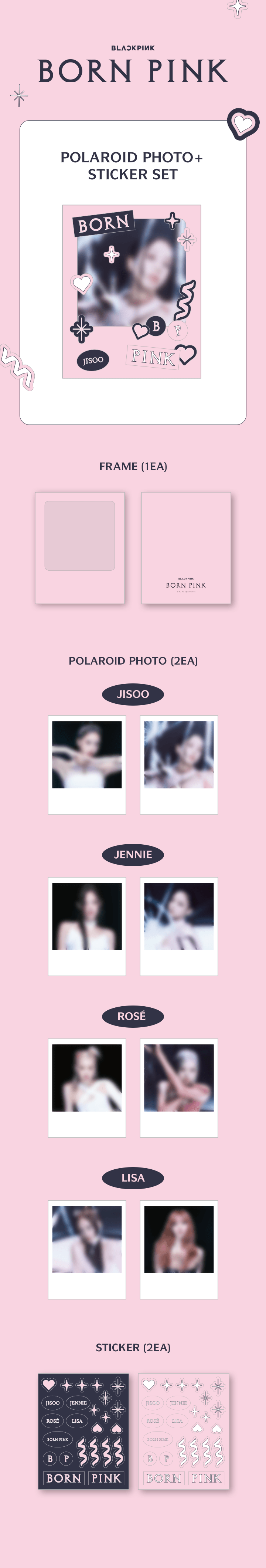 BLACKPINK - ของสะสม [BORNPINK] BLACKPINK - BLACKPINK POLAROID PHOTO + STICKER SET - ระบุชื่อ - ส่งเรือ