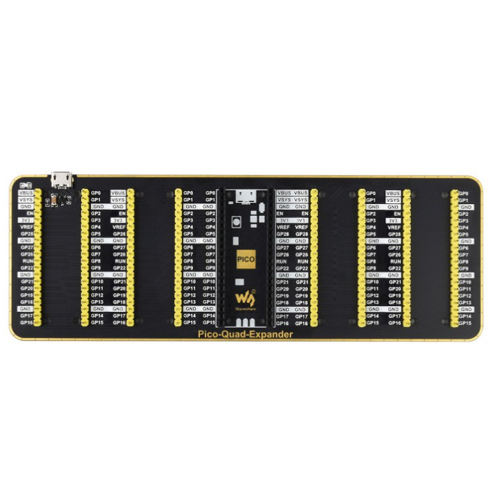 Quad GPIO Expander for Raspberry Pi Pico, Four Sets of Male Headers, USB Power Connector (แท้จาก Waveshare)