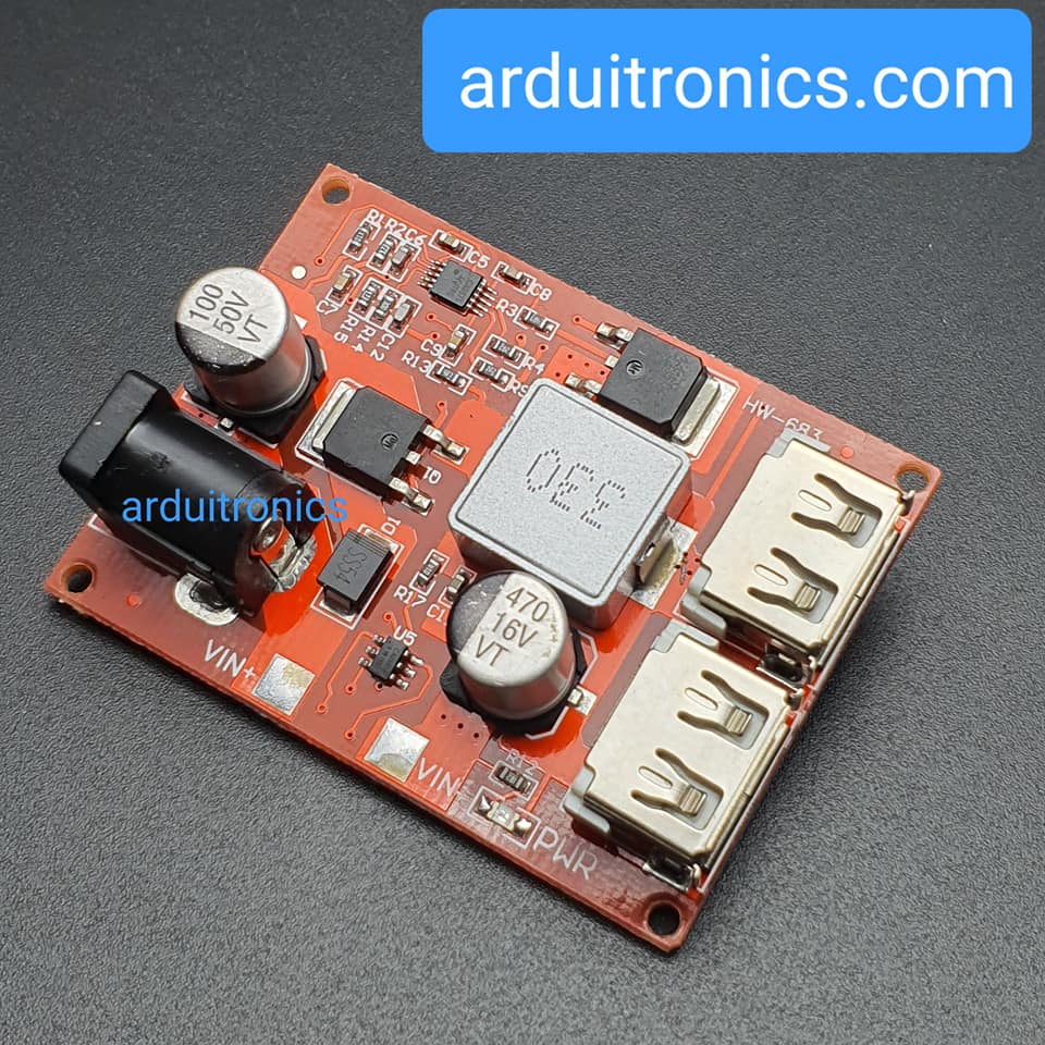 Hight Quality LM2596S Dual Port USB Step Down Module โมดูลแปลงไฟแบบปรับค่าได้จาก 6-36V เป็น 5V กระแสสูงสุด 3A