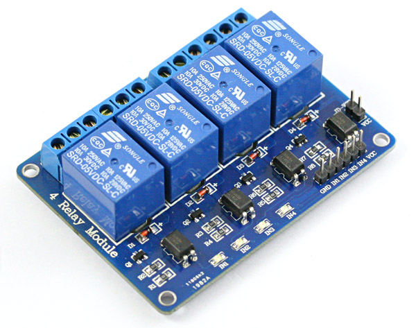 4 Channel Relay Module 5V 10A (หัวรีเลย์ยี่ห้อ Songle รุ่น SRD-05VDC-SL-C)
