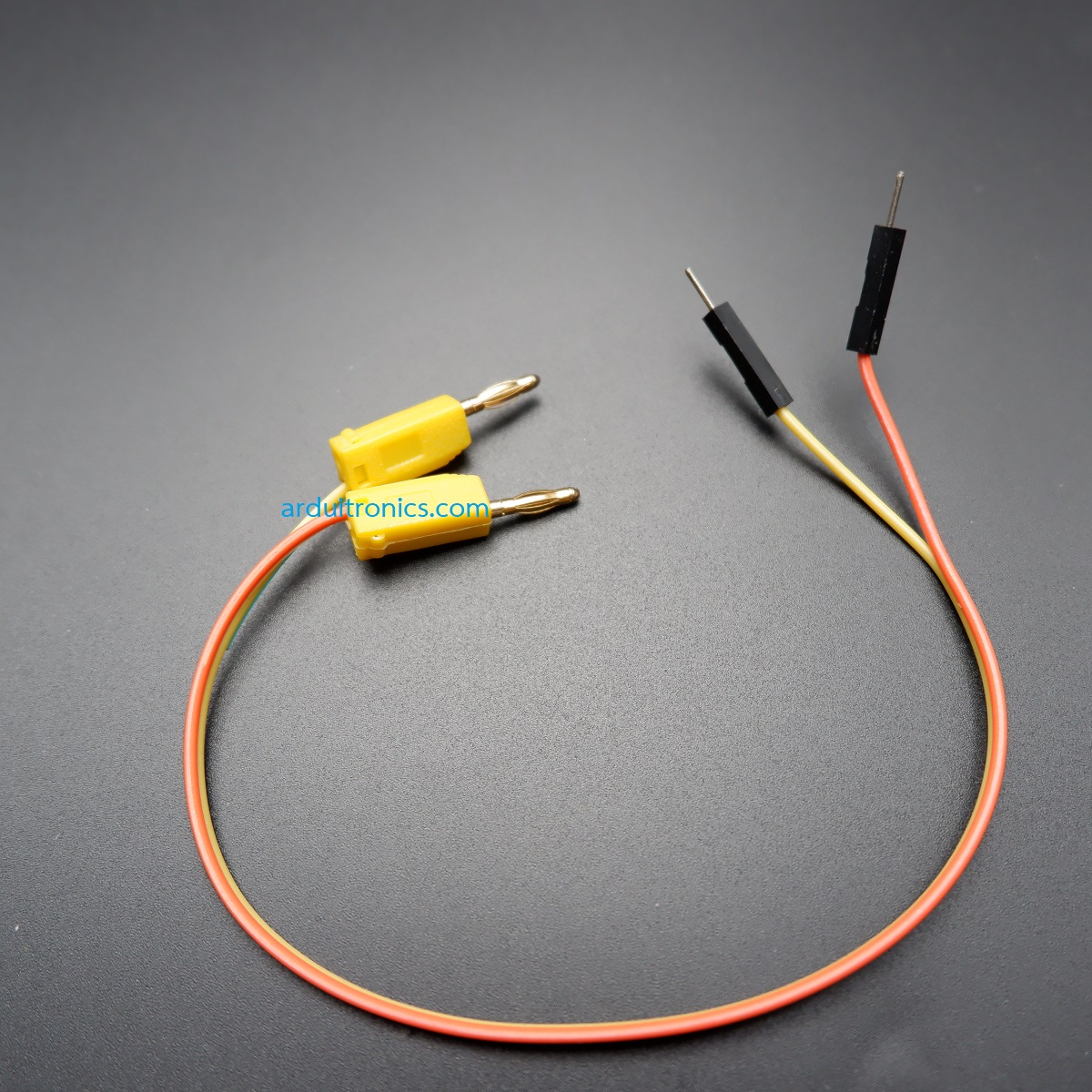 สายไฟ Banana to Male Pin ขนาด 2mm ยาว 20cm หัวเหลือง (2 เส้นคู่)