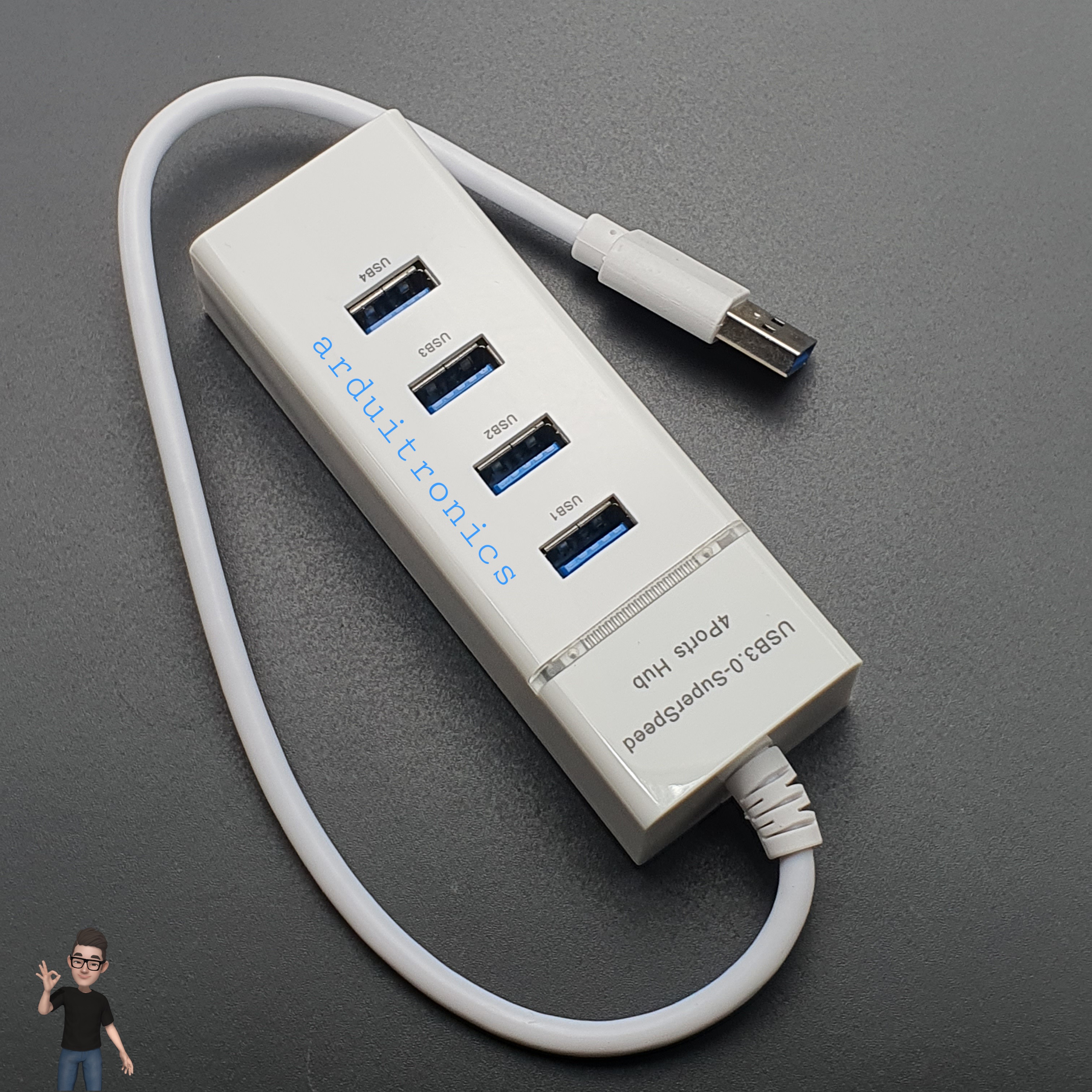 4 Ports USB Hub Super-speed USB3.0 ( White )