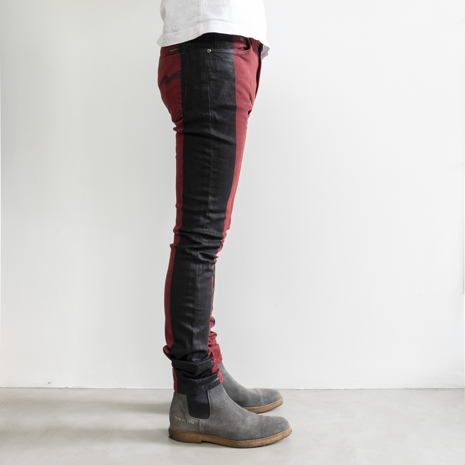 [DEFECT] High Kai Org. Black Stripe ยีนส์สกินนี่เอวสูง Nudie Jeans ของแท้ 100%