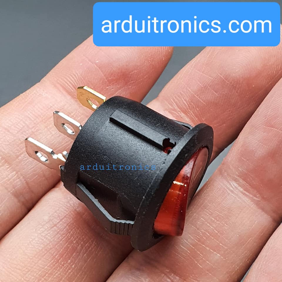 สวิตช์ไฟเปิด/ปิด KCD1 Rocker Switch Round 20mm 6A 250V 3 ขา On/Off - สีแดง สีดำ