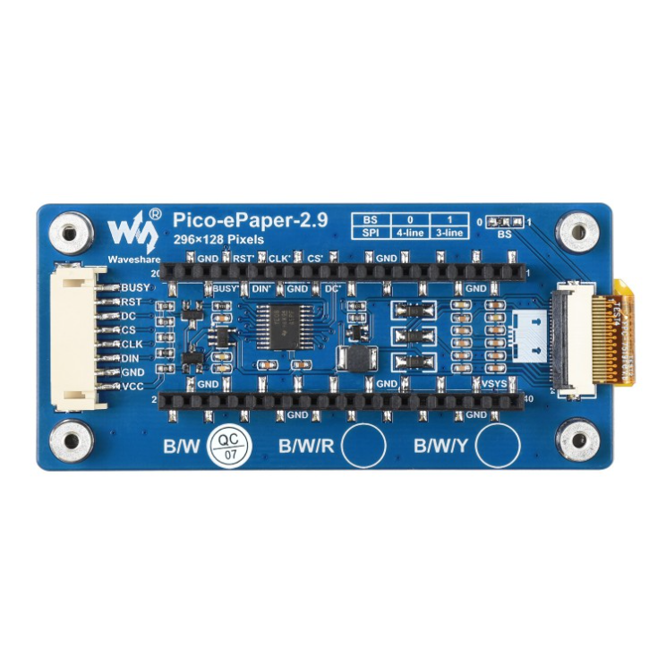 2.9inch E-Paper E-Ink Display Module for Raspberry Pi Pico, 296×128, Black / White, SPI (แท้จาก Waveshare)