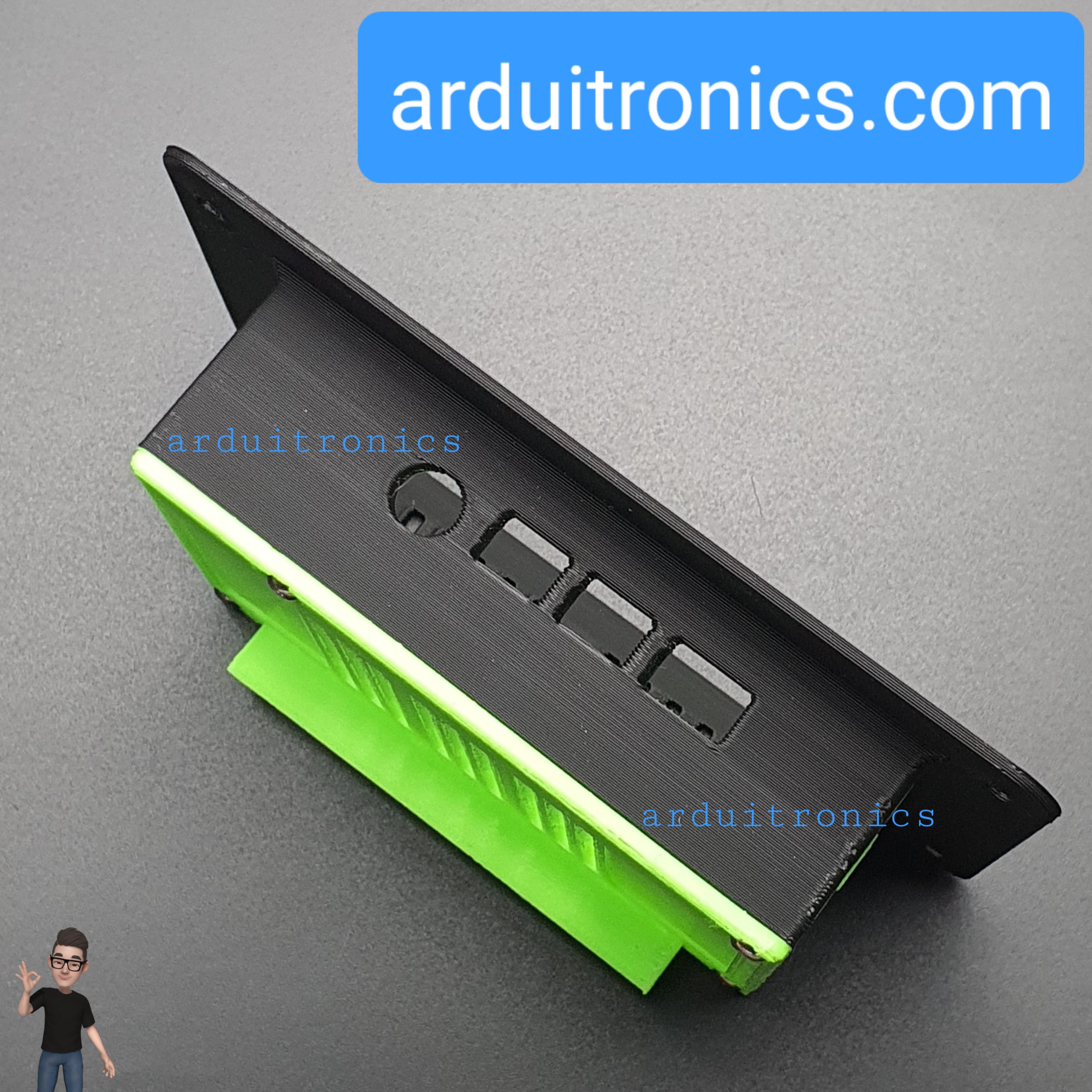 3D Printed Screen Case (Green) for Raspberry Pi Official 7 inch LCD Touchscreen