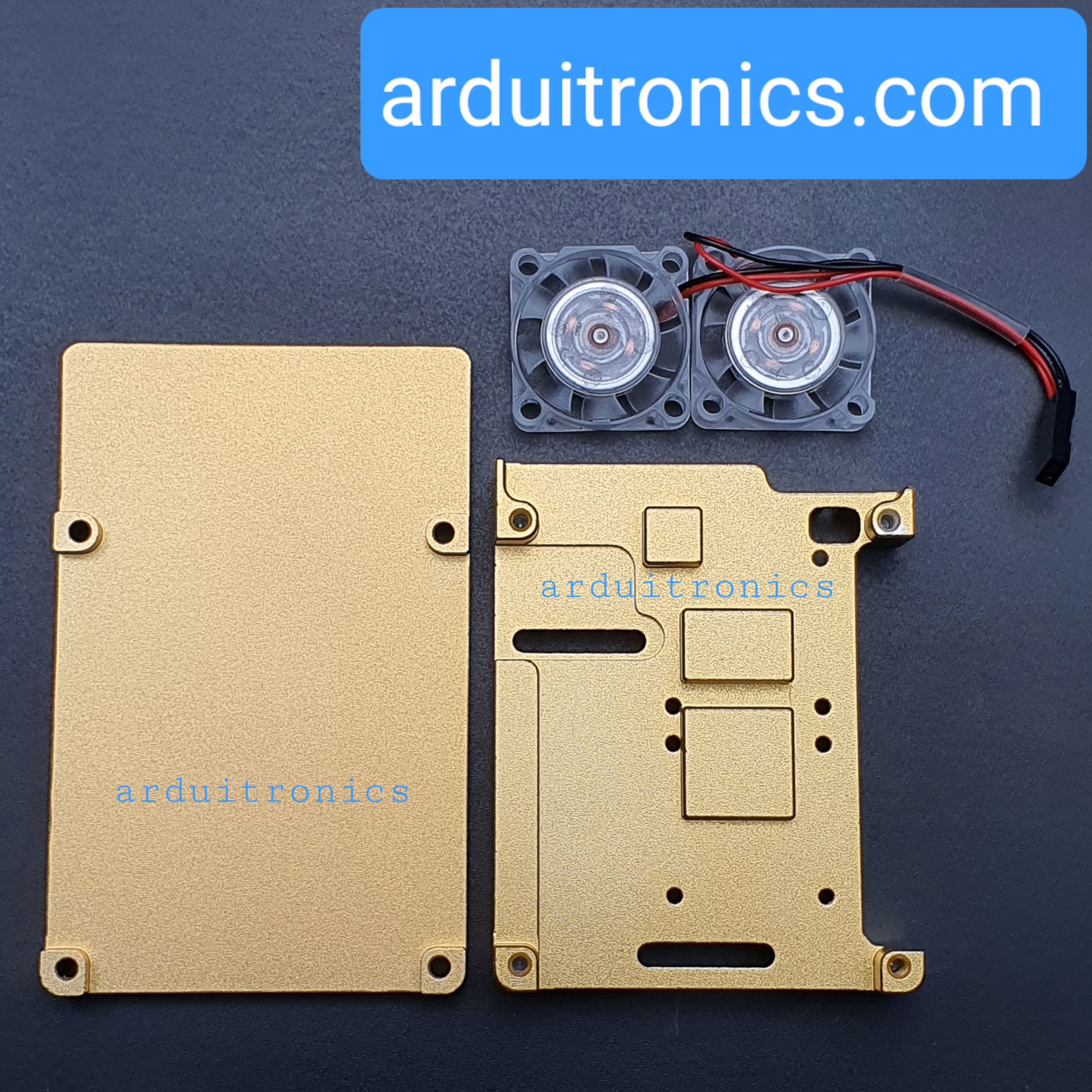 Aluminium Case for Raspberry Pi 4 with Dual Fan (Gold) แบบที่ 2