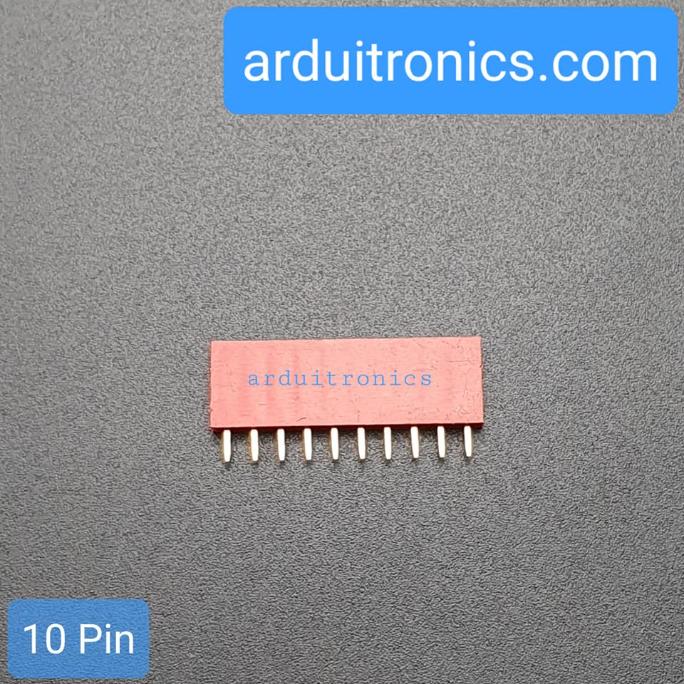 [Red] 1x10 Pin Single Row Female Header 2.54mm Pitch Straight Pin Square (จำนวน 1 ชิ้น)