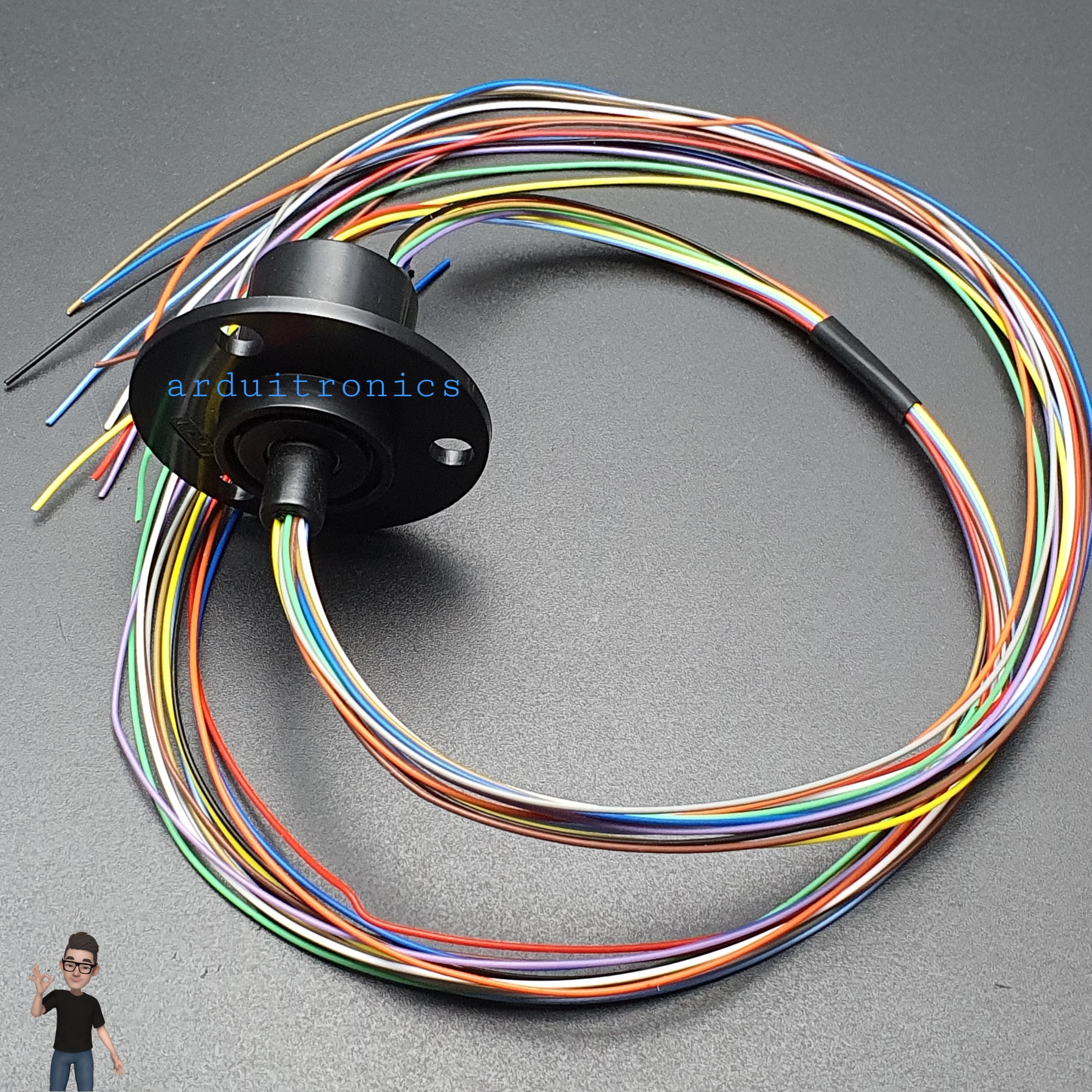 Slip Ring with Flange - 22mm Diameter, 12 Wires, Max 240V @ 2A