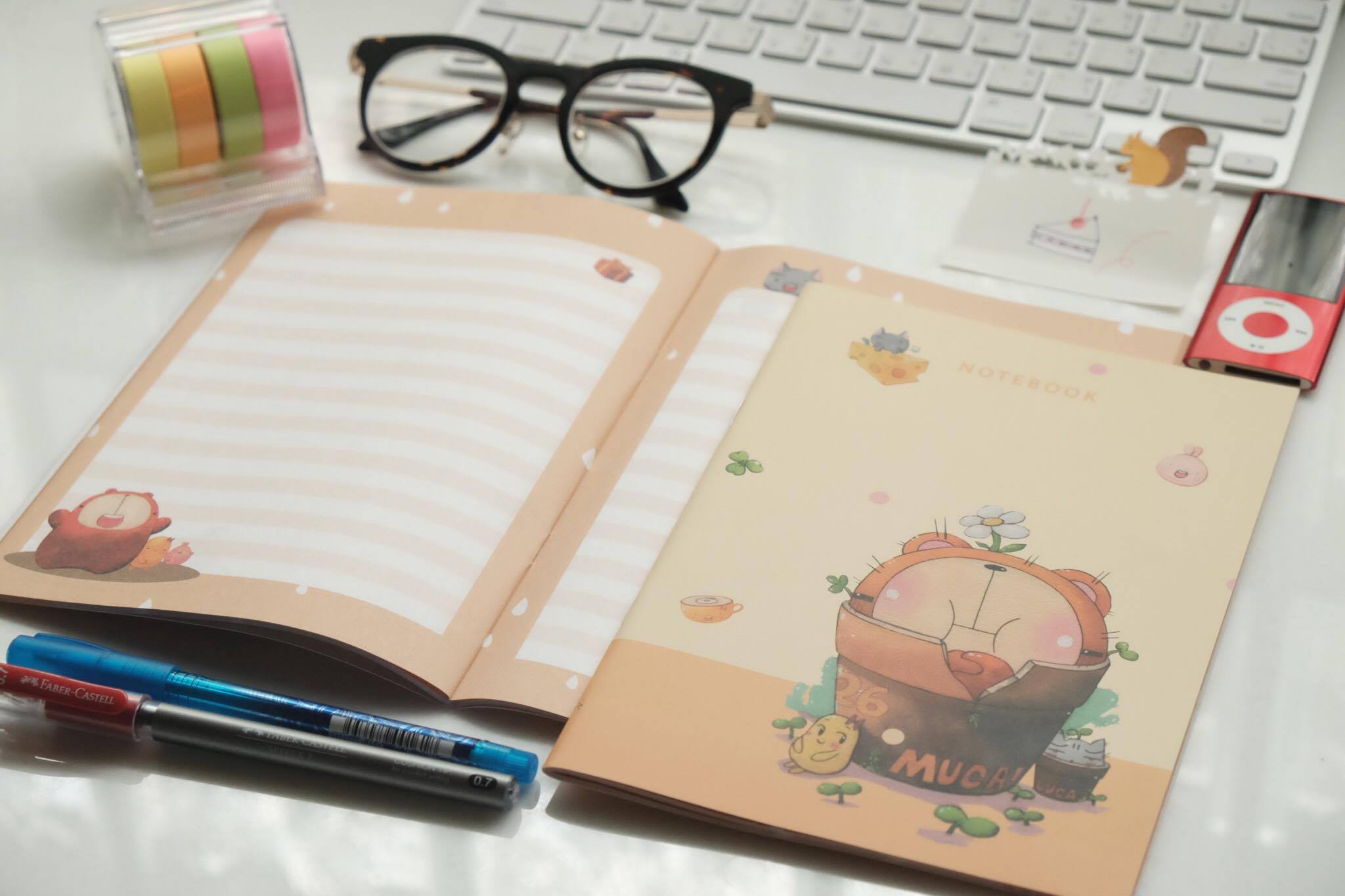 Ohmynote สมุดโน้ตลายการ์ตูน ขนาด A5 เนื้อในมีสีลายหมีในกระถาง