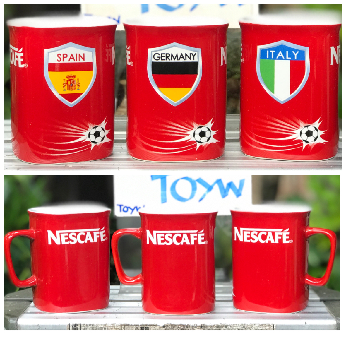 ใบละ 79 บาท แก้ว Nescafe แก้วมัค แก้วกาแฟมีหูจับ ใส่ร้อนใส่เย็น ทีมฟุตบอลสเปน Spain เยอรมัน Germany อิตาลี Italy ฟุตบอลโลกจาก Nescafe เนสกาแฟ
