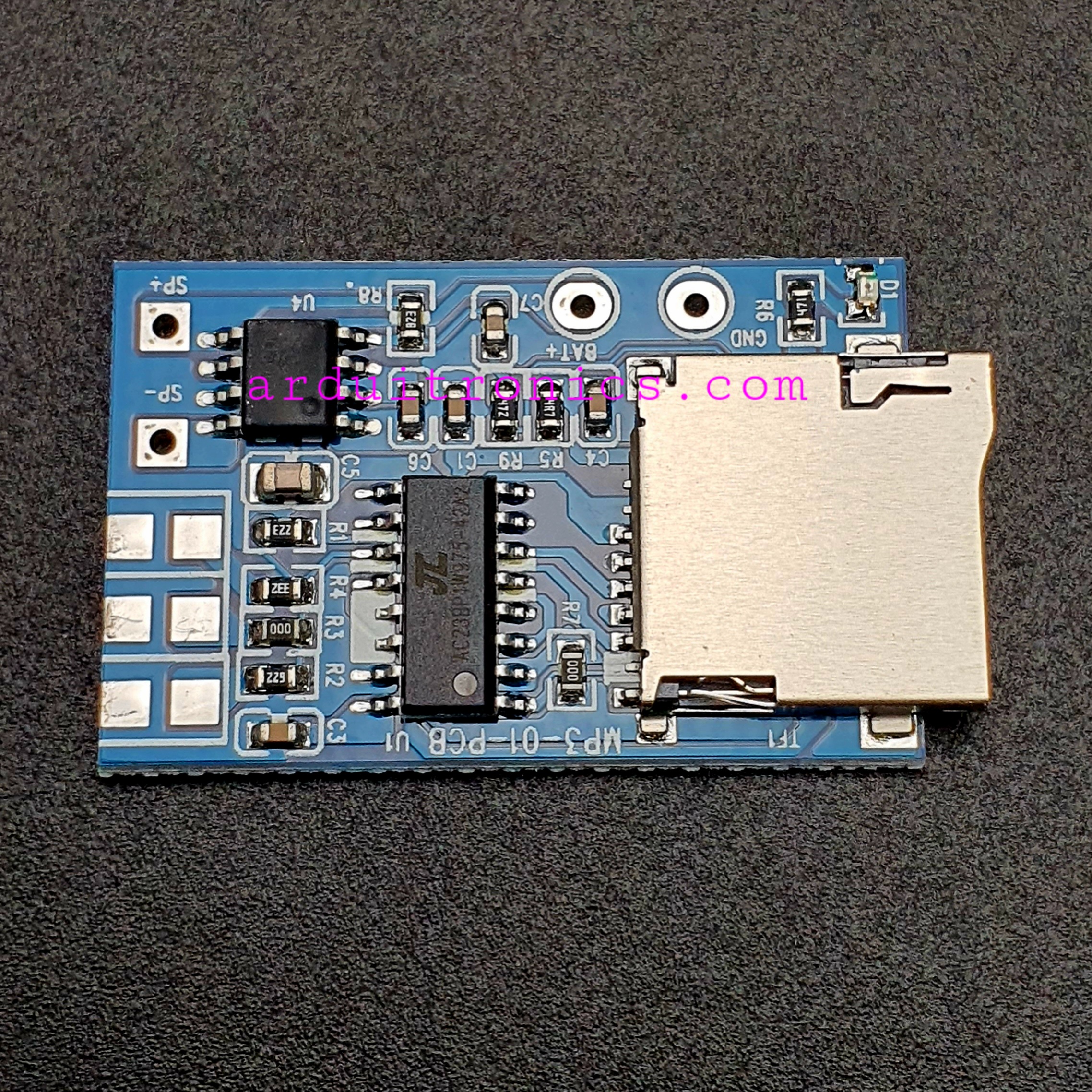 โมดูลเล่นเสียงเพลง TF Card MP3 decoder board decoder module 3.75V power supply with 2W mixed mono with memory playback