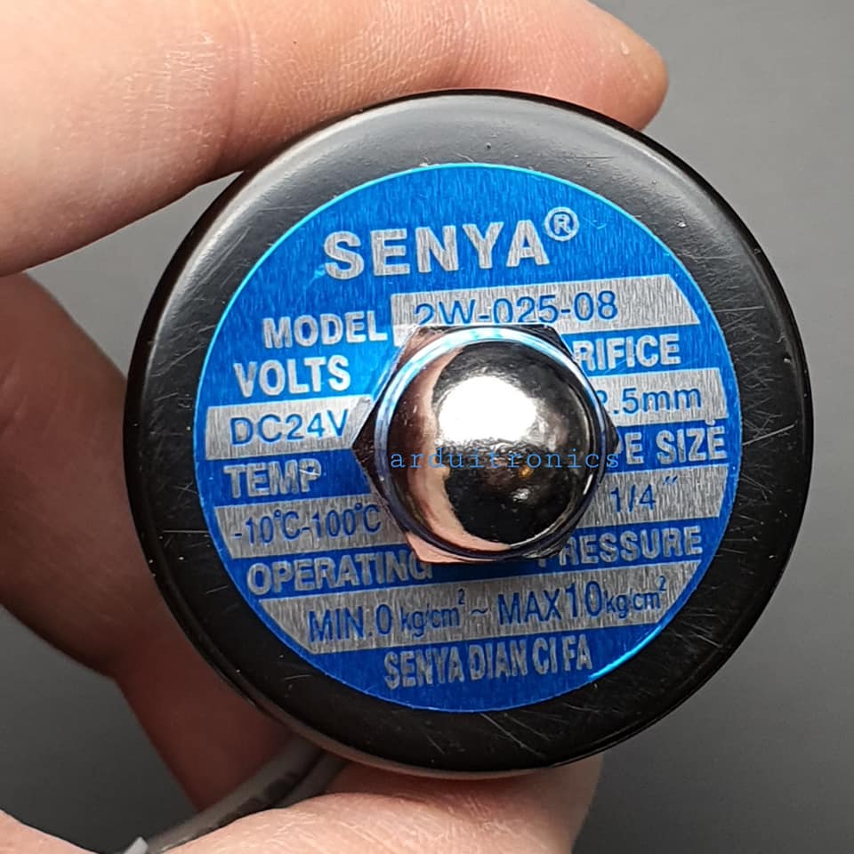 โซลินอยวาล์ว ทองเหลือง (Solenoid Valve Normally Closed) 2 หุน (1/4") 24V - ยี่ห้อ Senya 2W-160-15