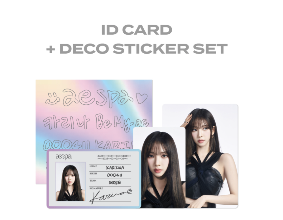 aespa -2023 aespa 1st Concert 'SYNK : HYPER LINE' OFFICIAL MD - ID Card + Fanlight Deco Sticker set แบบ Karina