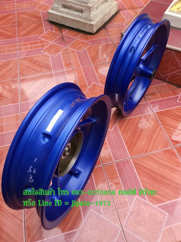 (Aerox) ชุดวงล้อแม็ก หน้าหลัง Yamaha Aerox 155 (สีน้ำเงิน) แท้ (ขายเป็นคู่)