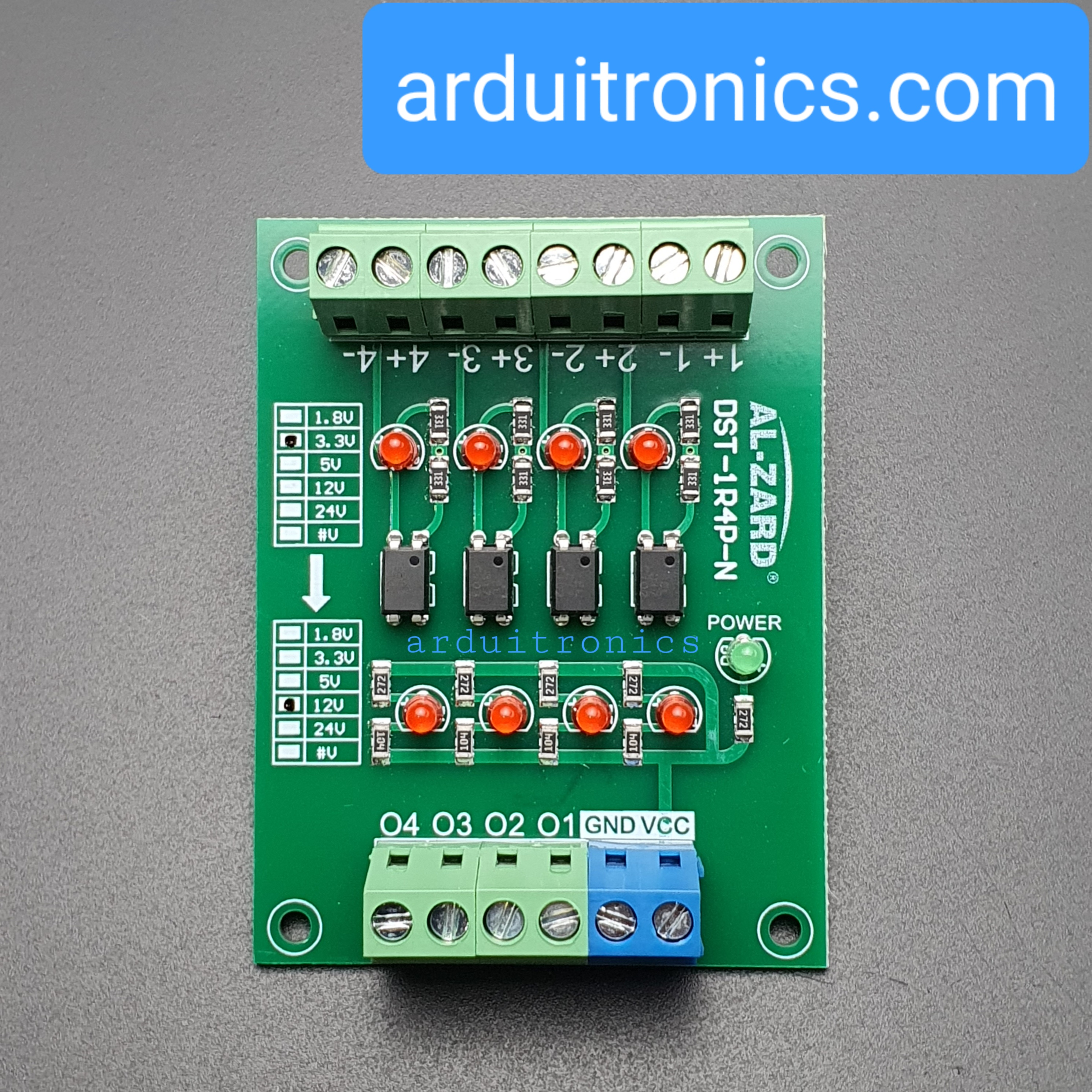 3.3V to 12V 4 Channel 3.3V - 12V Optocoupler Isolation Module PLC Signal Level Voltage Conversion Board
