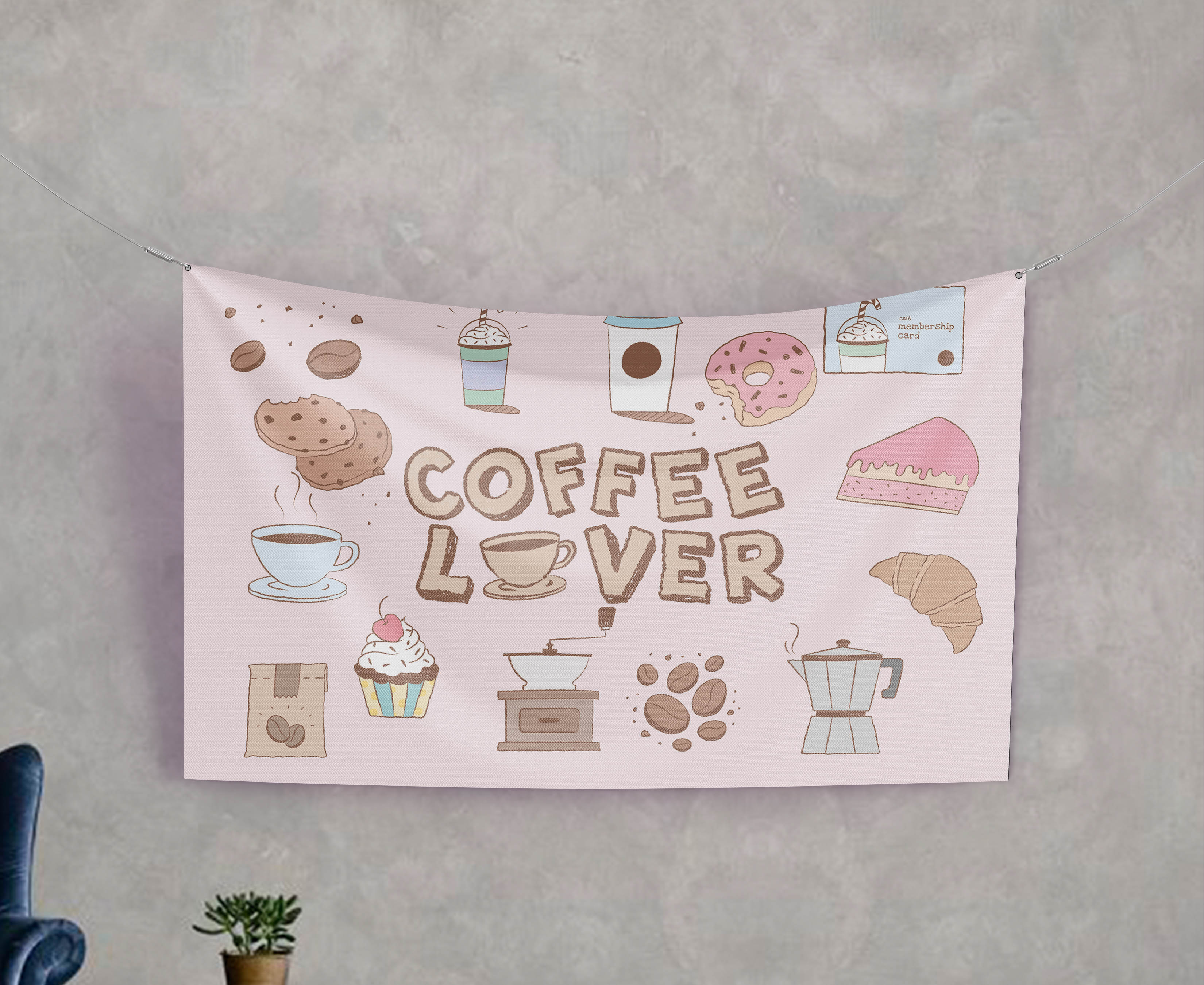 ป้ายผ้า กาแฟ เบเกอร์รี่ (มีของแถม) ผ้าพิมพ์ลาย ทนแดด ทนฝน แบรนด์ไทย รับประกัน
