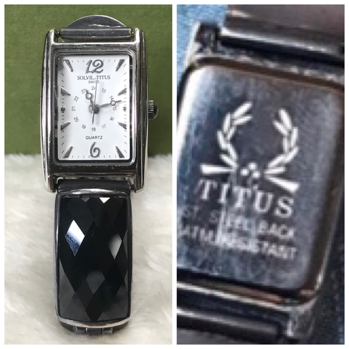 ￼ส่งต่อนาฬิกาข้อมือ ยี่ห้อ TITUS สายเงินแท้ 92.5% สายพลอยนิลดำนิลแท้กาญจนบุรี เงินแท้ไม่ลอกไม่ดำ ขนาดข้อมือ 5-6 นิ้ว