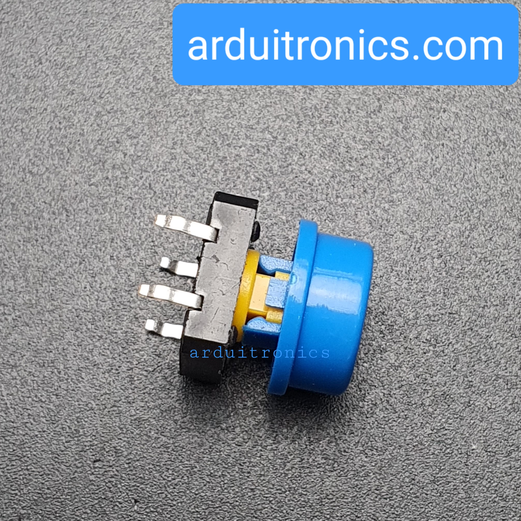 B3F Switch with Blue Round Switch Cap สวิตช์กดติดปล่อยดับพร้อมฝาครอบกลมสีน้ำเงิน ขนาด 12x12mm แพค 5 ตัว