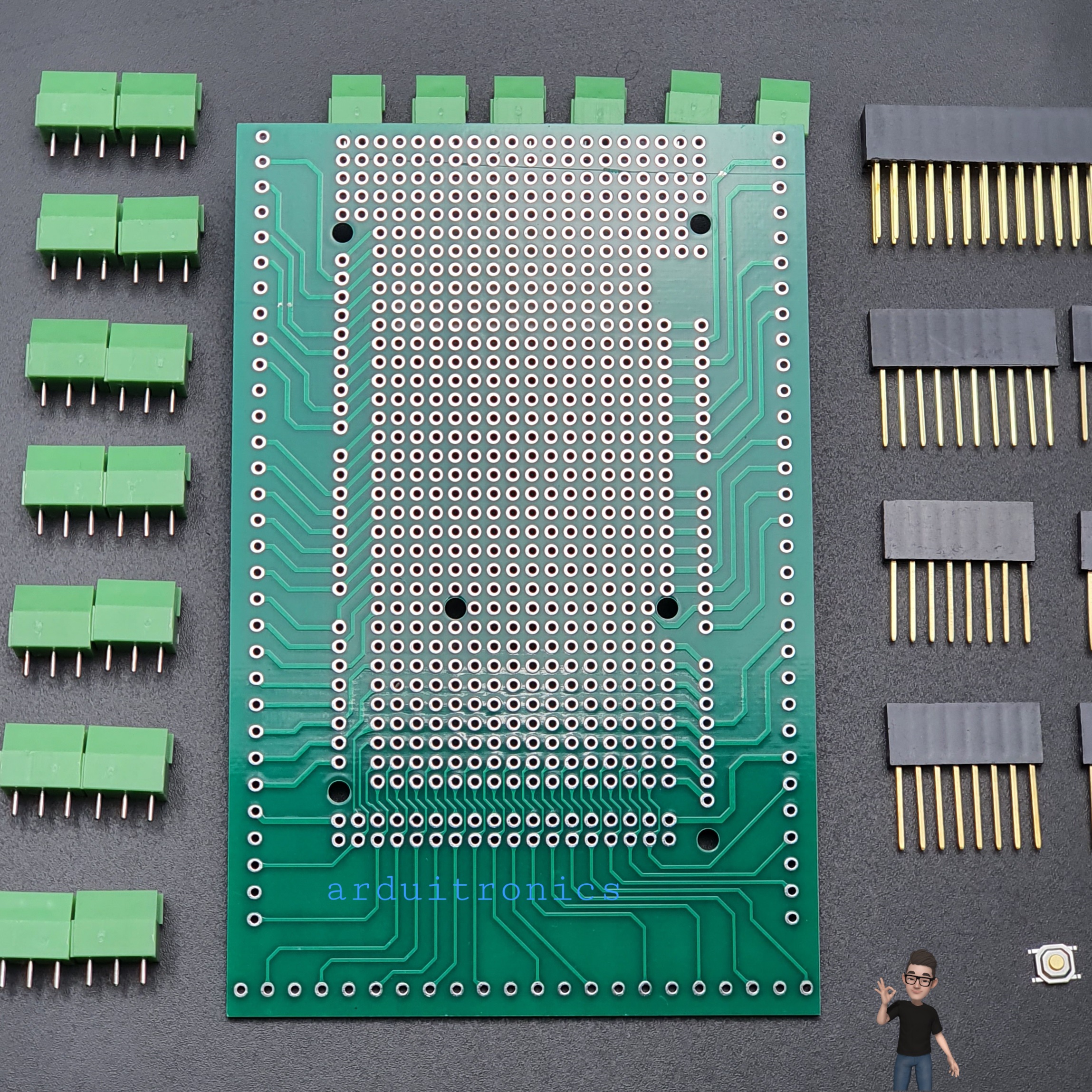โมดูลขยายขา Mega2560 PCB Prototype Screw Terminal Block Shield for ...