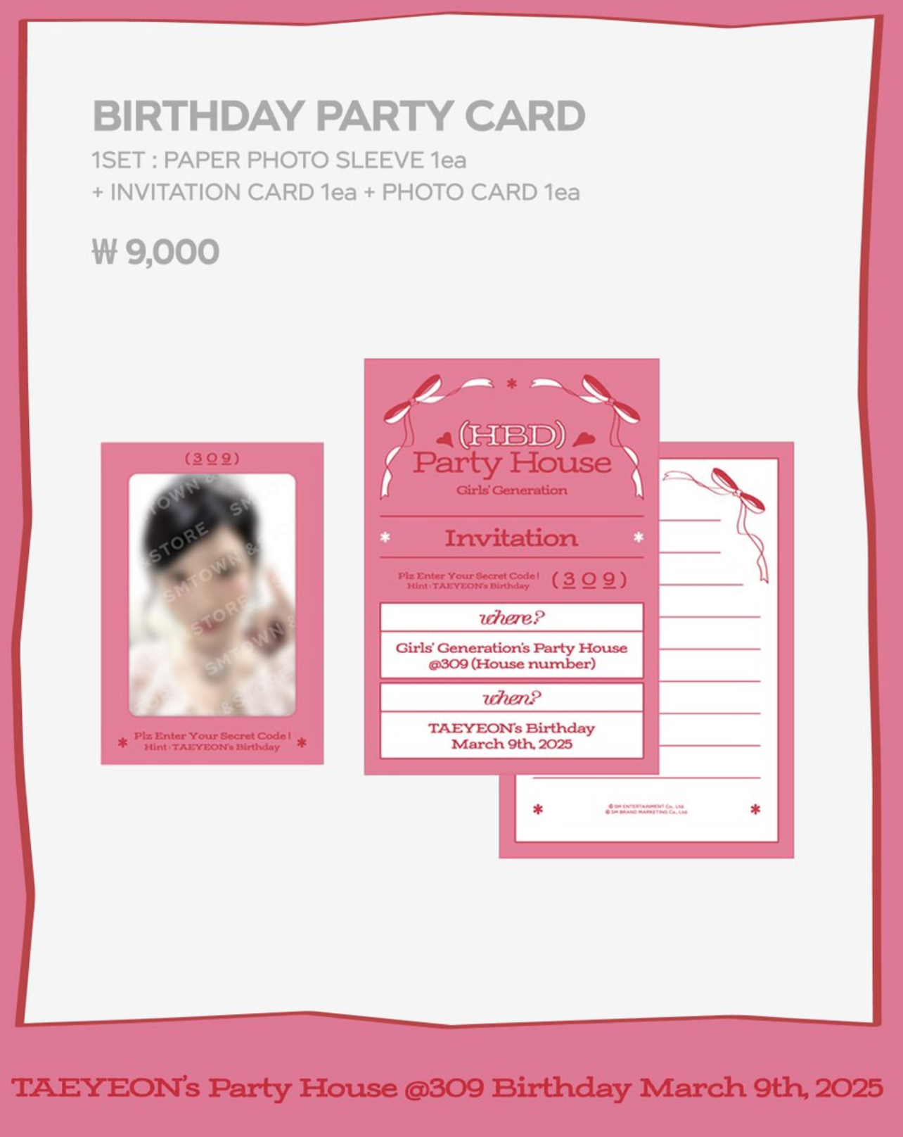 TAEYEON -TAEYEON BIRTHDAY MD - Party Card