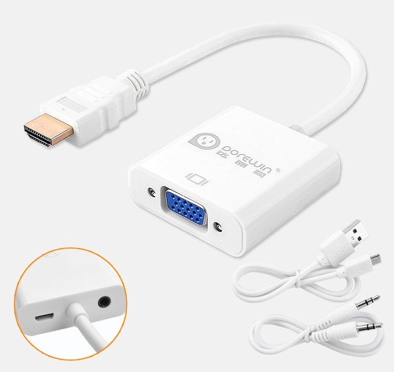 HDMI to VGA with Audio Cable (กรอบสีขาว)