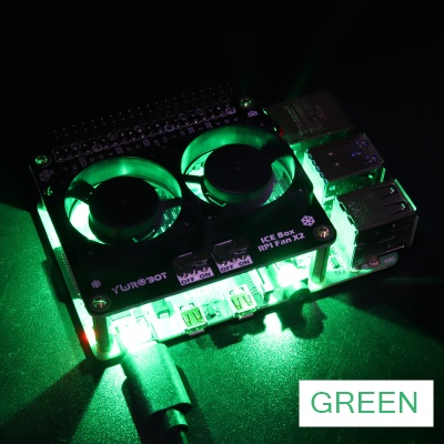 Raspberry Pi 4B/3B+ Heat Sink Dual Fan with GPIO + on-board LED (Green)