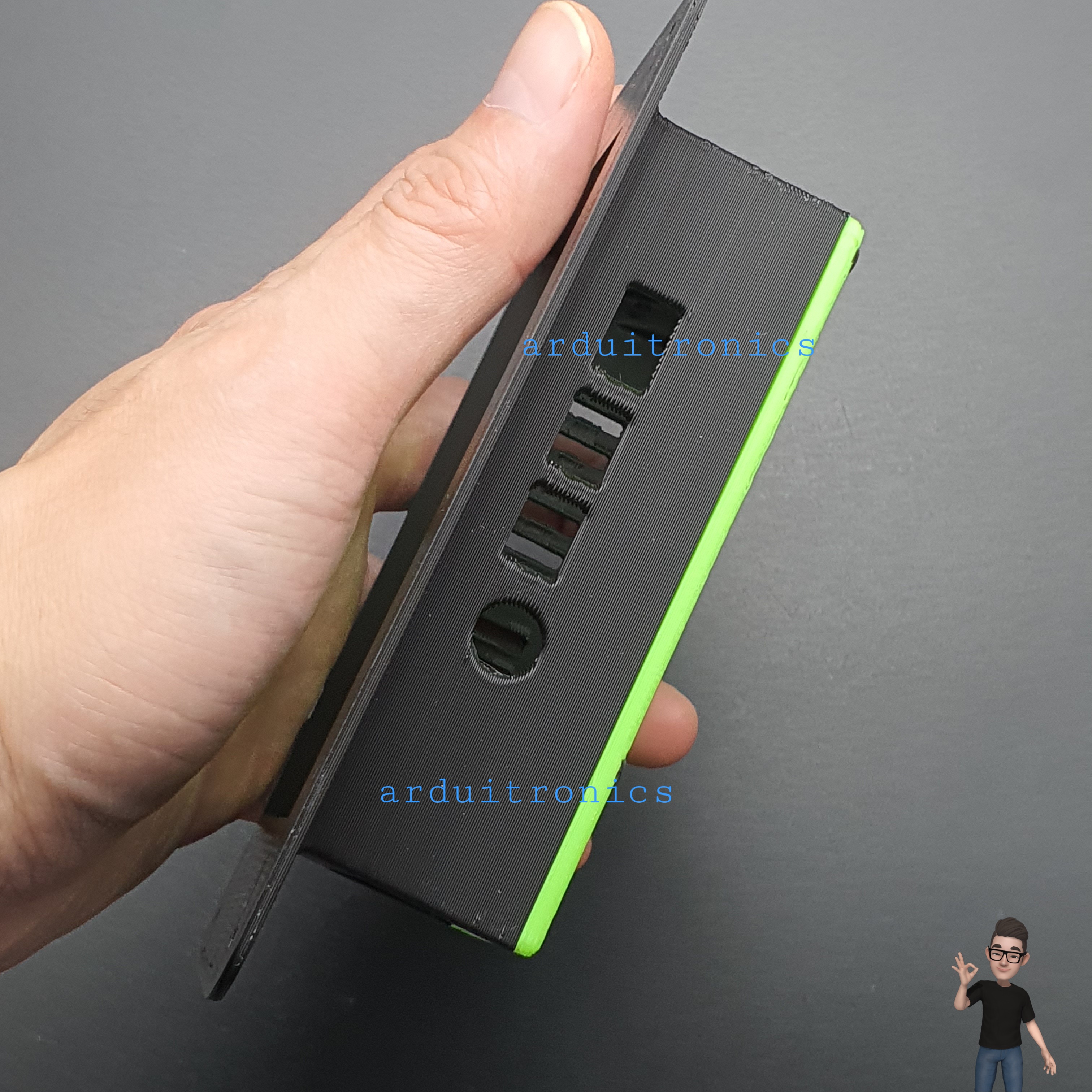 3D Printed Screen Case (Green) for Raspberry Pi Official 7 inch LCD Touchscreen