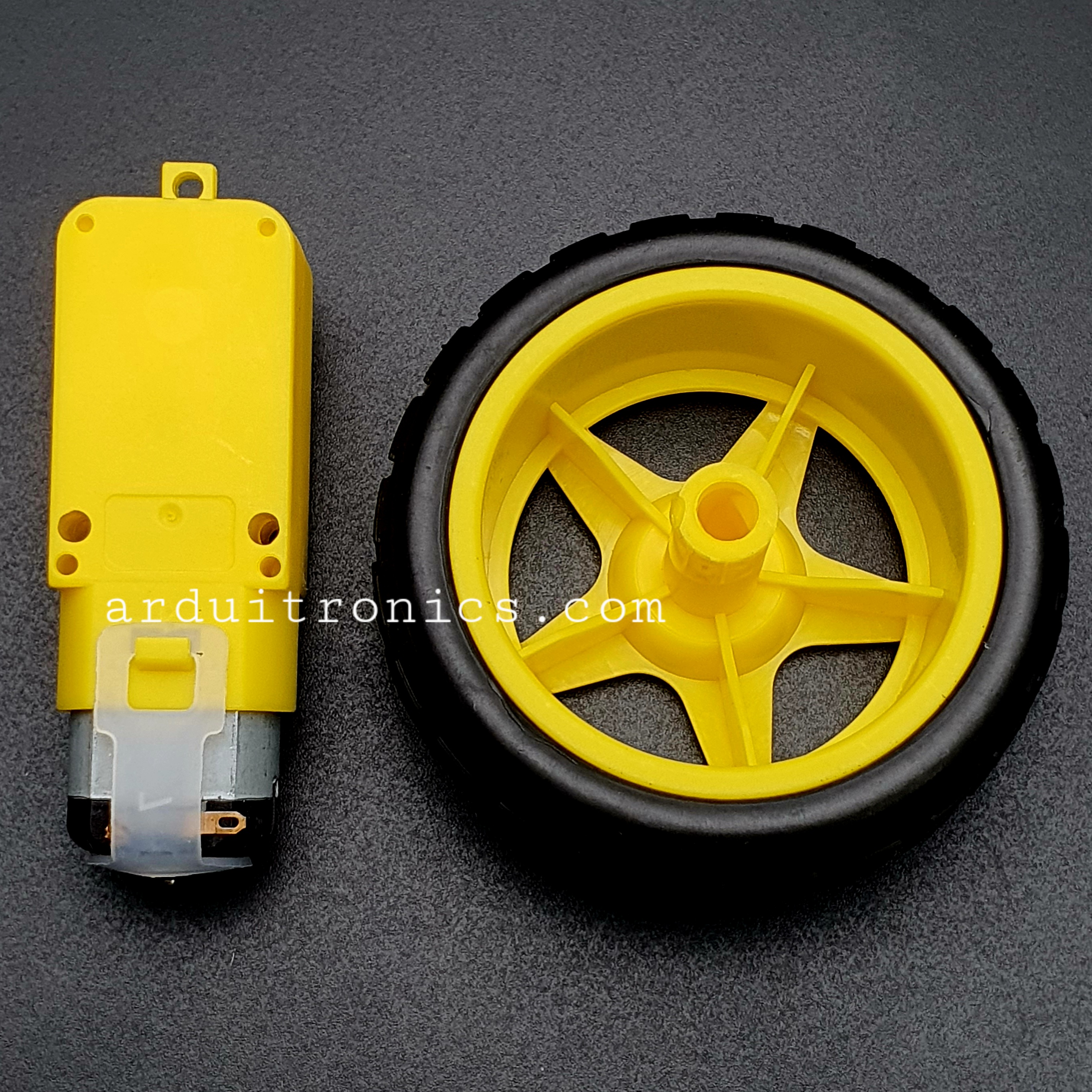 Gear Motor with Wheel Tire มอเตอร์แกนเดี่ยวพร้อมล้อ (อัตราทด 1:48)