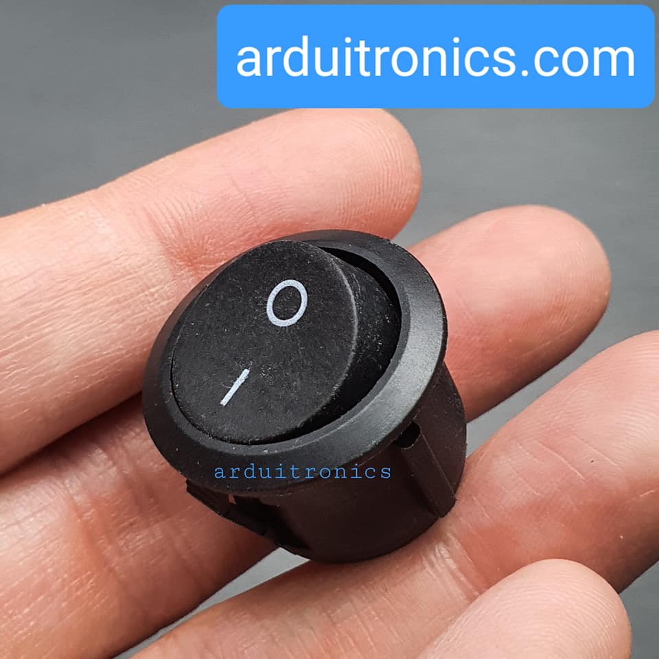 สวิตช์ไฟเปิด/ปิด KCD1 Rocker Switch Round 20mm 6A 250V 2 ขา On/Off - สีดำ