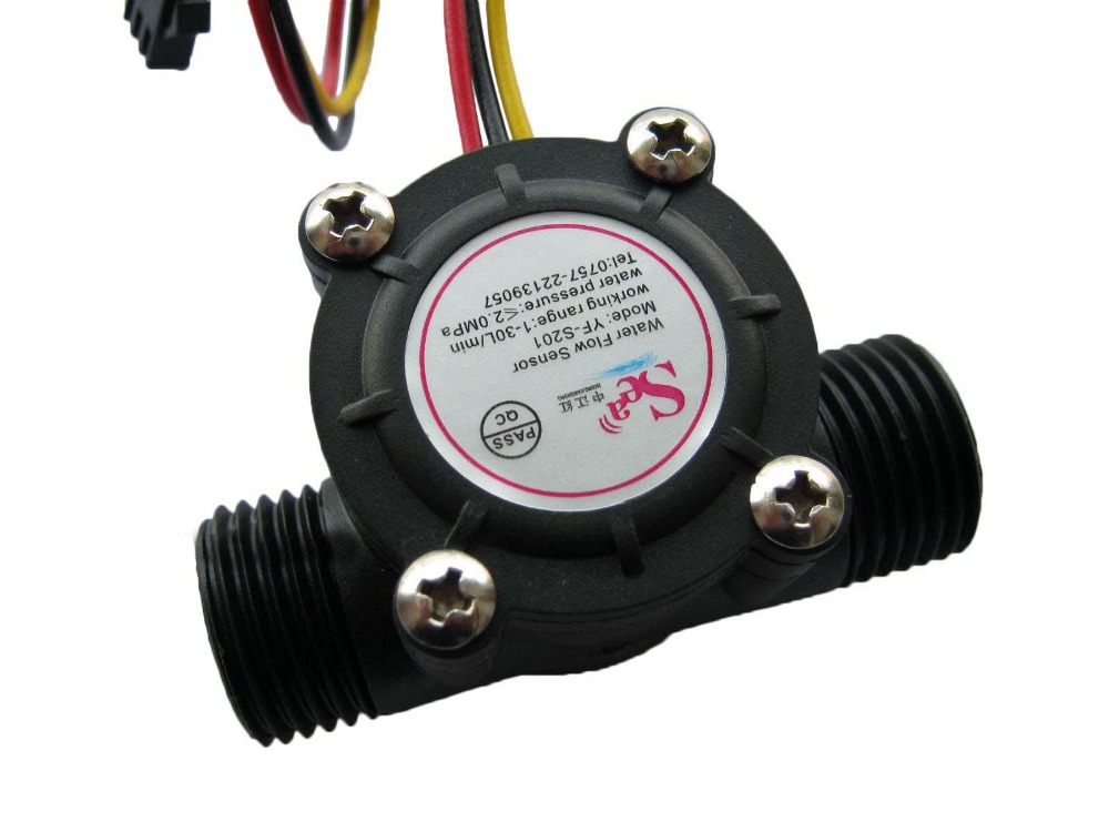 Water Flow Sensor 1-30L/min แรงดันไม่เกิน 2.0MPa ขนาดท่อ 1/2" (YF-S201B) สีขาว