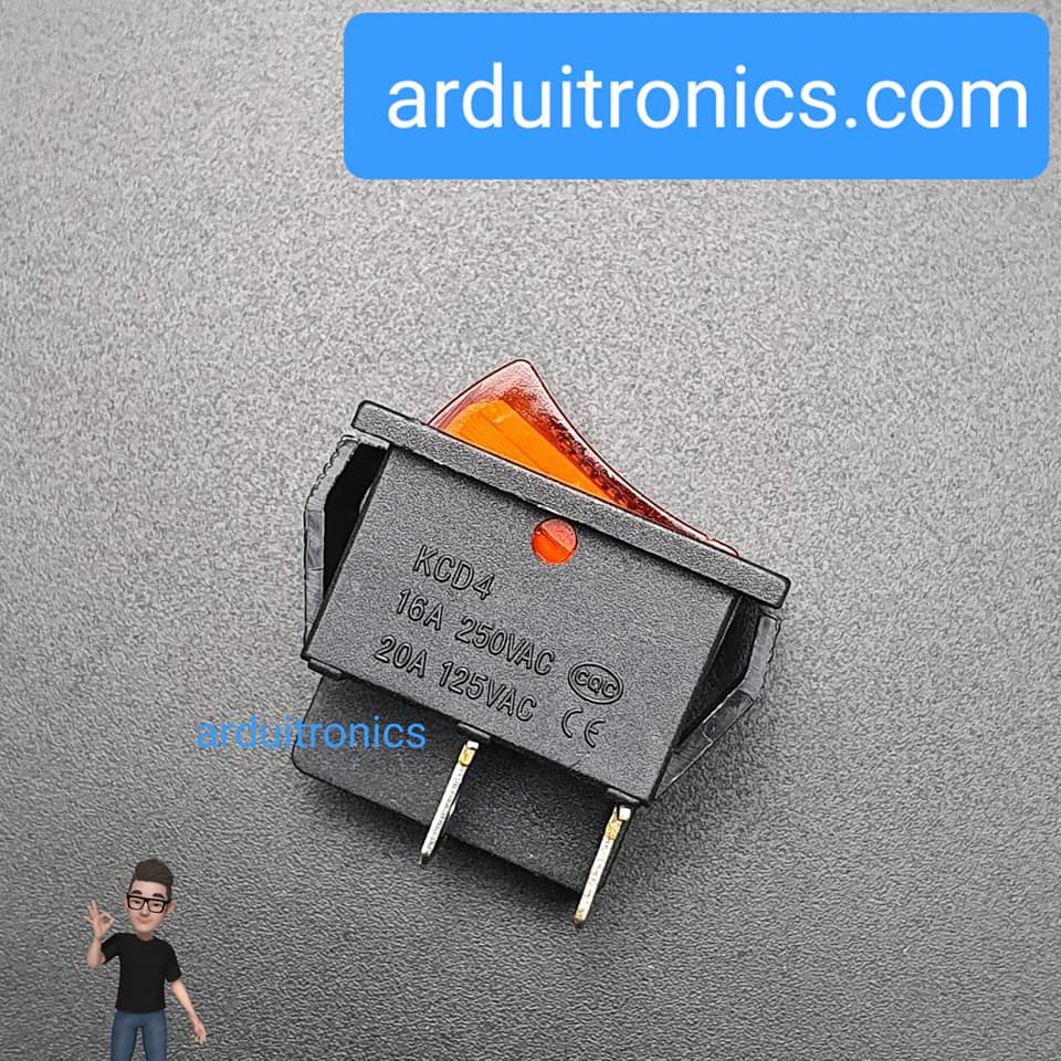 สวิตช์เปิดปิด KCD4 250VAC 15A High current switch 15A 250VAC สีแดง