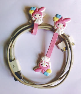 Cord Holder ที่พันเก็บสายชาร์ต ที่พันเก็บหูฟัง ที่เก็บสายชาร์จ สาย USB หูฟัง My Melody สีชมพู สวย หวานเซ็ต 2ชิ้น น่ารักน่าใช้มากๆ