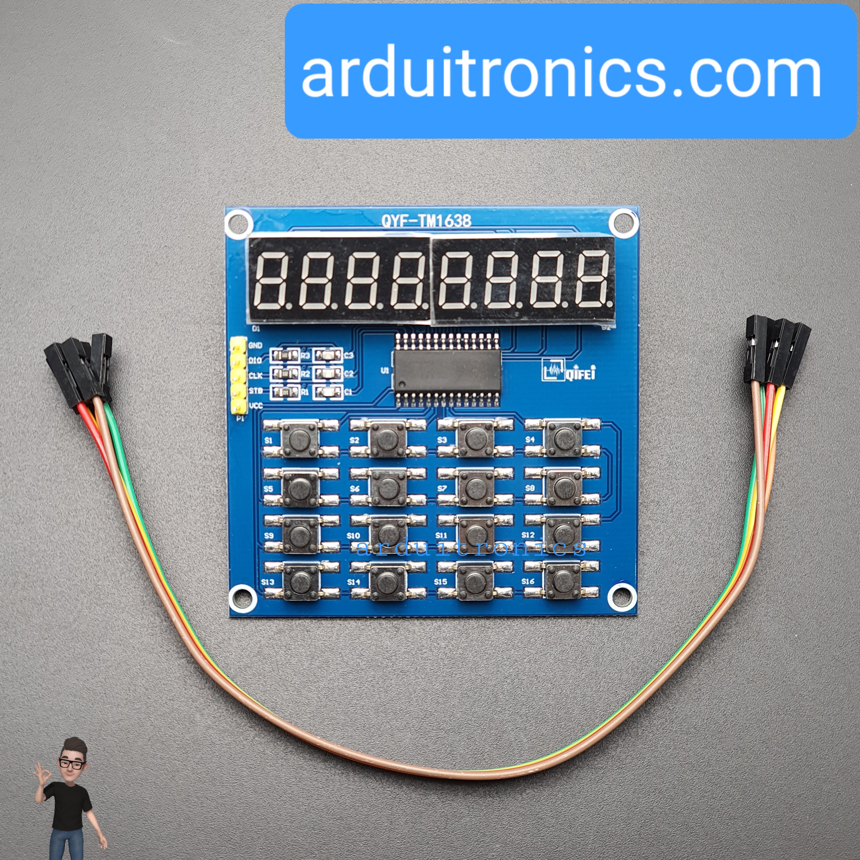 TM1638 MCU 8 Bit LED Digital Tube Keyboard Module Scan and Display Module