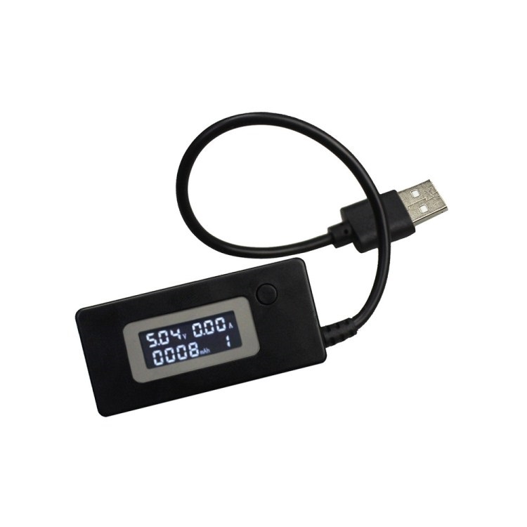 USB Charging Current/Voltage/Power Tester and Analyzer (แบบมีสาย) Black USB LCD Voltage Current Detector