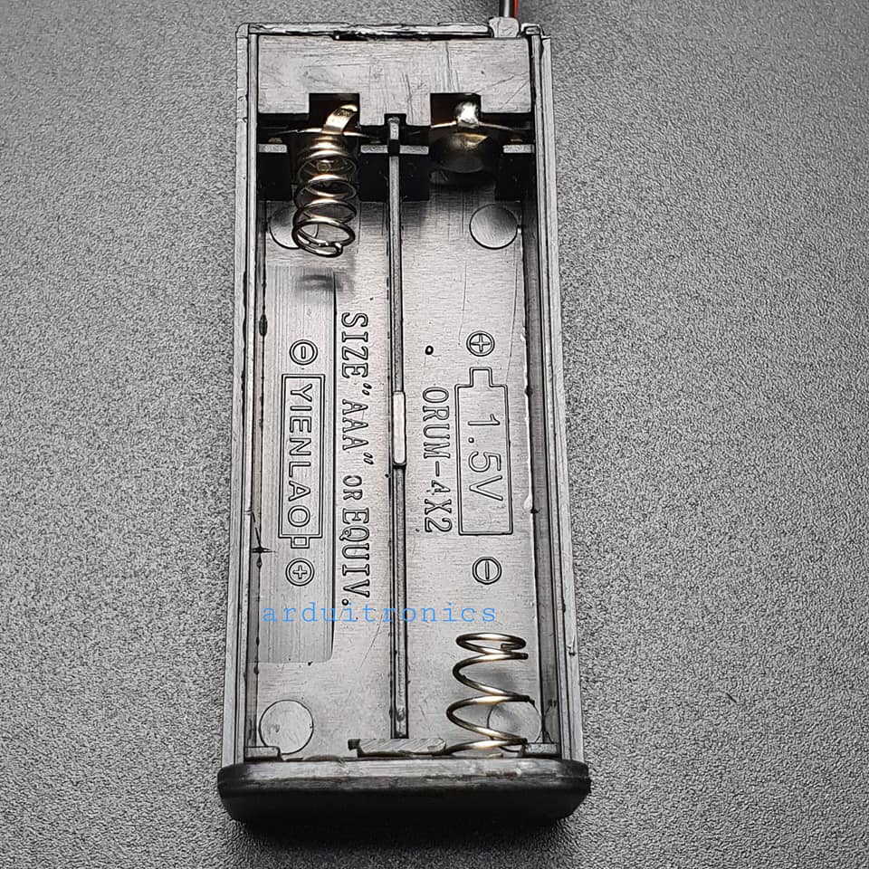 Battery Box รางถ่าน 2 ก้อน AAA 3V (ก้อนละ 1.5V) แบบมีฝาปิด และมีสวิทช์เปิดปิด