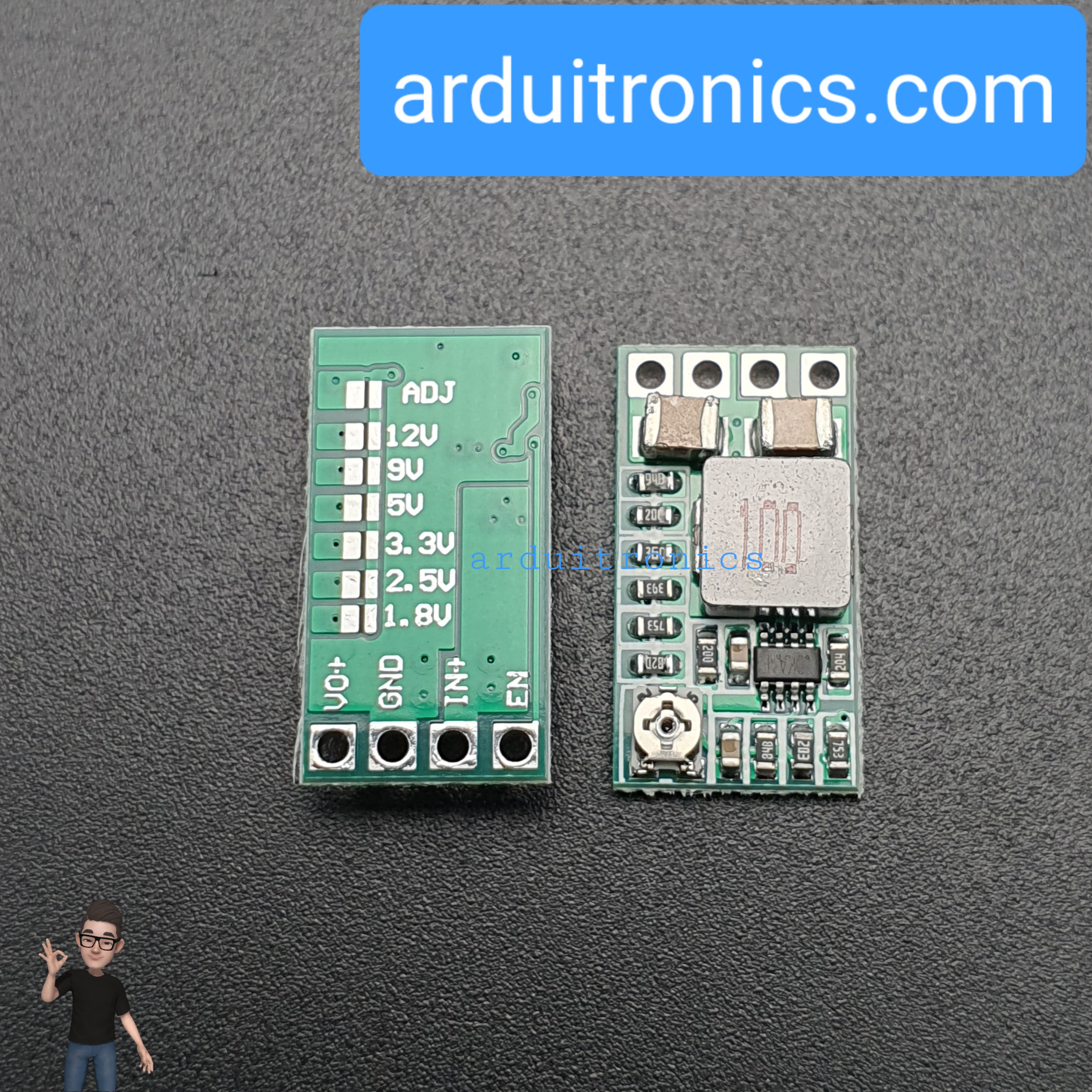 โมดูลสเต็ปดาวน์ขนาดเล็ก Mini DC-DC (12-24V to 5V 3A) Step Down Module Voltage Buck Converter Adjustable 97.5% 1.8V 2.5V 3.3V 5V 9V 12V