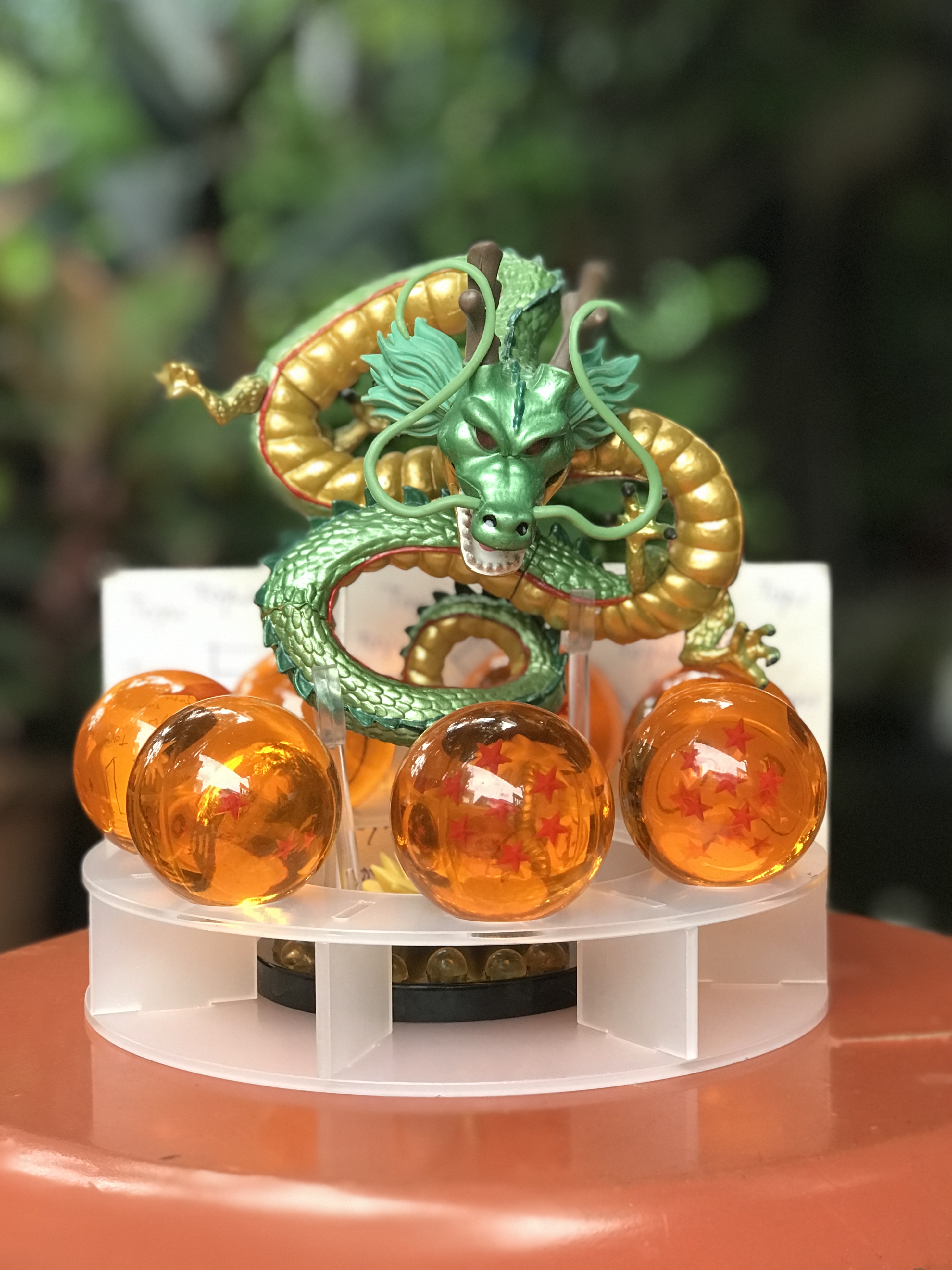 โมเดลเทพเจ้ามังกรสีเขียว Dragonball พร้อมลูกแก้วดราก้อนบอล 7 ลูก Crystal Ball ขนาด 4.3 cm. และแท่นวาง
