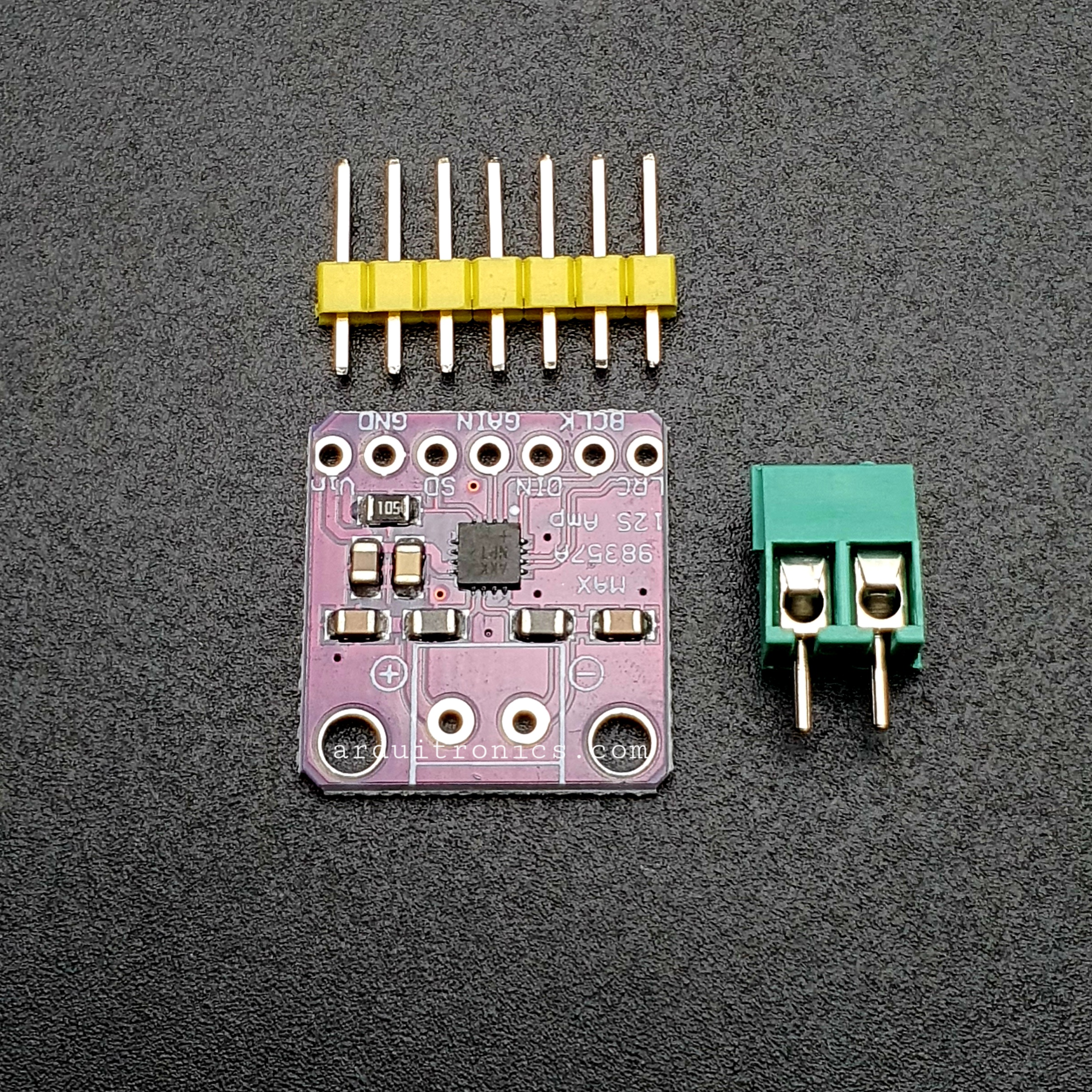 MAX98357 Amplifier Breakout Interface I2S Class D Module For ESP32 Raspberry Pi (แบบยังไม่ได้บัดกรี) PCB สีม่วง