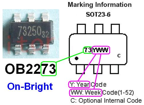 OB2273 (SOT23-6) PWM Flyback Controller