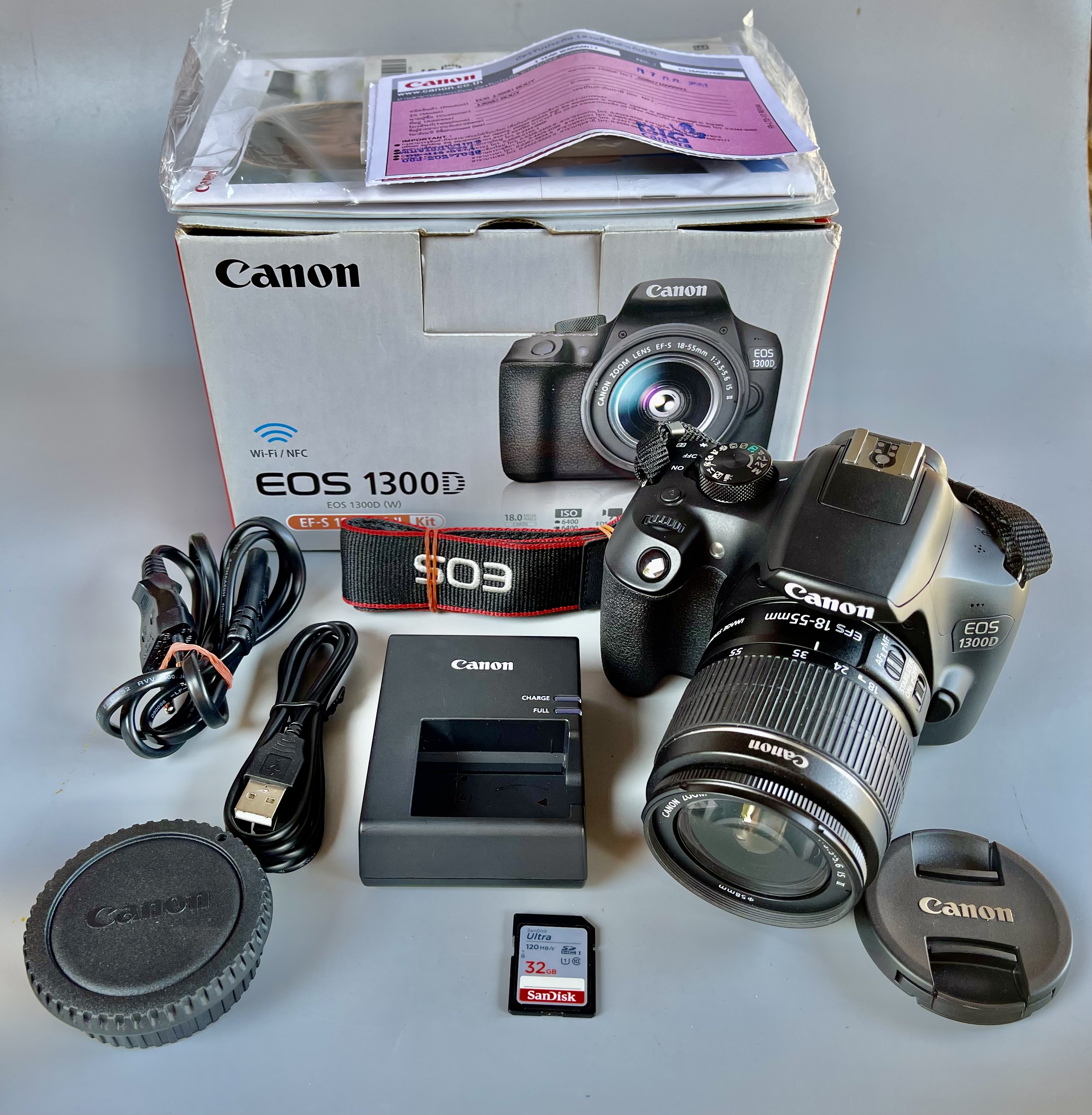 Canon 1300D อดีตประกันศูนย์ ชัตเตอร์ 1081 พร้อมเลนส์Kit 18-55mm อปกศ