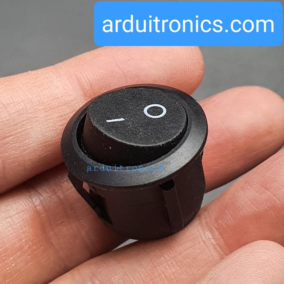 สวิตช์ไฟเปิด/ปิด KCD1 Rocker Switch Round 20mm 6A 250V 2 ขา On/Off - สีดำ