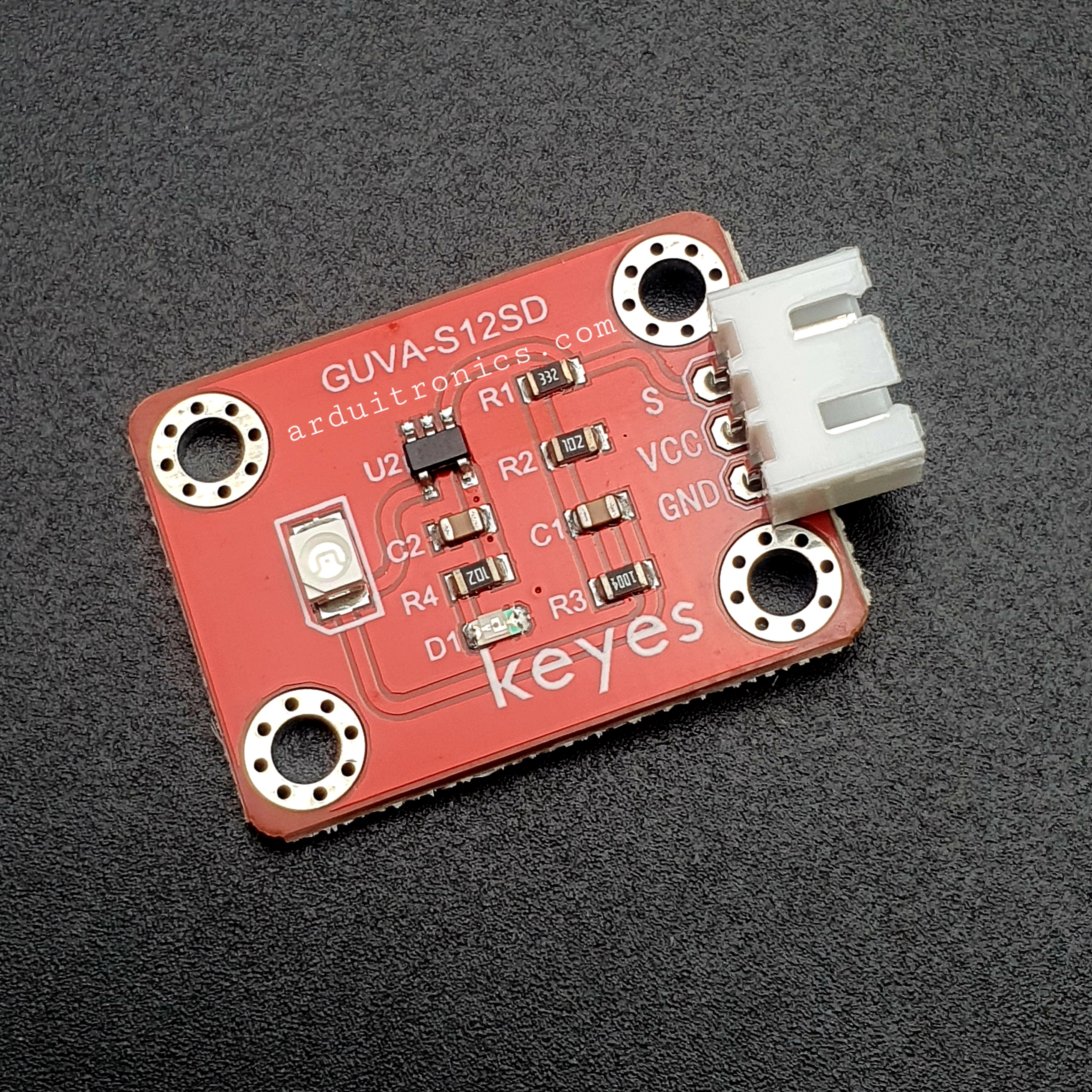 GUVA-S12SD เซ็นเซอร์วัดความเข้มของแสง UV Sensor Module S12SD for Arduino Anti-Reverse-Plug With 3P Cable PCB สีแดง