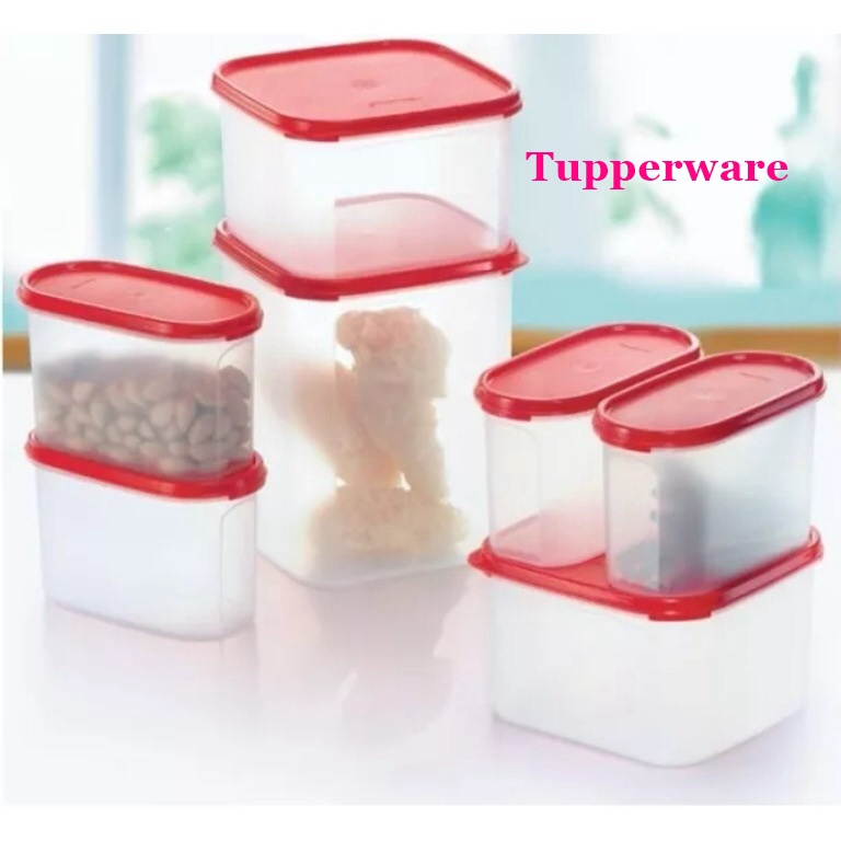 Tupperware Modular Mates Essential Set of 7 pcs ชุดโมดูล่า ฝาสีแดง 7 ชิ้น