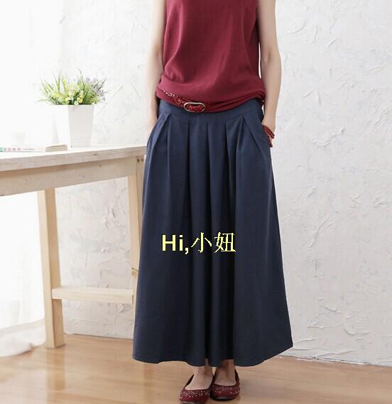 Pre-Order กระโปรงยาวผ้าฝ้ายเอวยางยืด มีจีบหน้า มี 6 สี