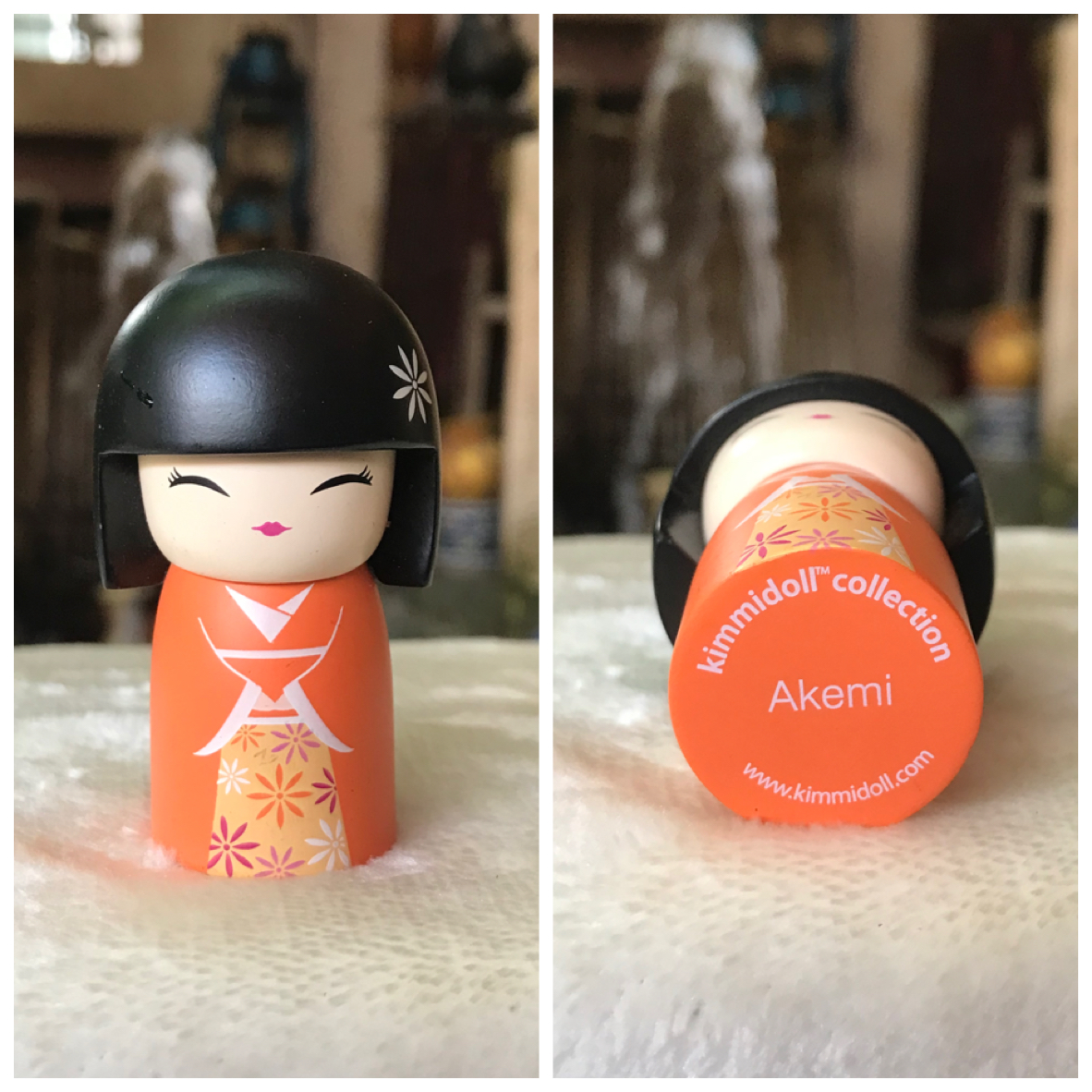 ตุ๊กตาไม้โคเคชิ "Akemi" Meaning "Bright and Beautiful" Kimmidoll Collectible Kokeshi Style Doll - Chou - 6cm Mini