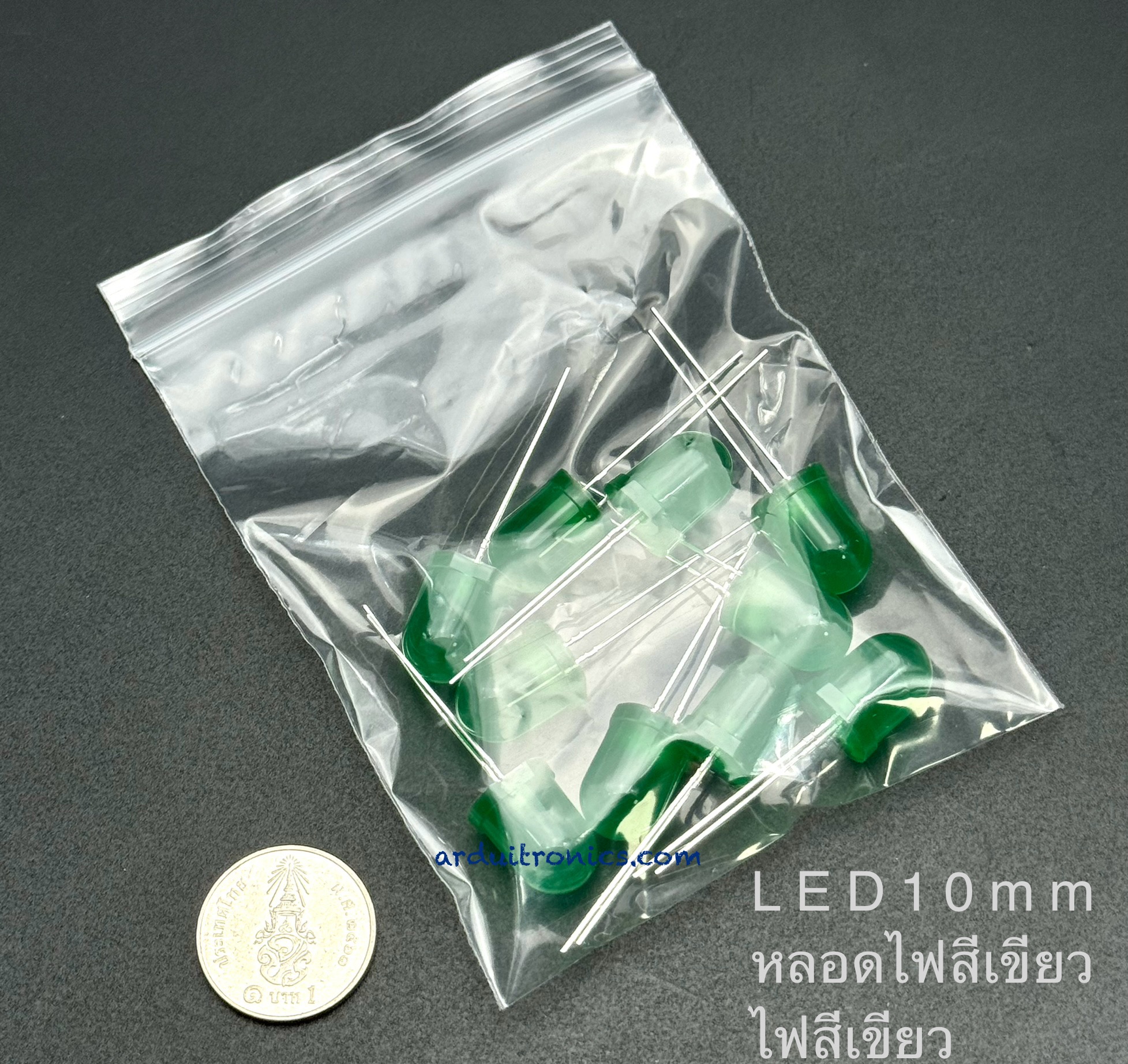 Green LED 10mm หลอดสีเขียว ไฟสีเขียว ชุด 10 หลอด